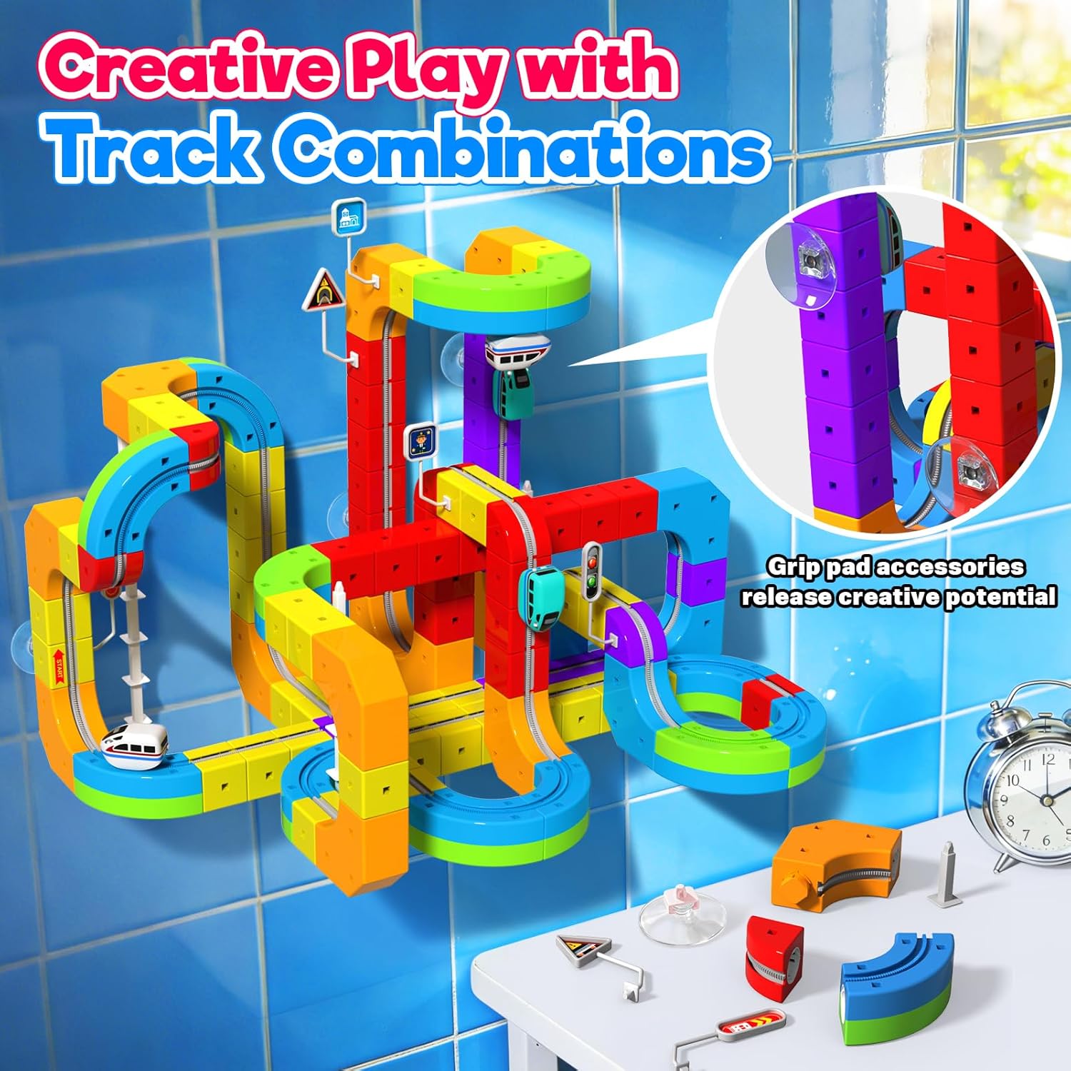 Detalle 2 de Goody King Train Électrique Enfant 110 pièces – Circuit magnétique 3D avec train électrique