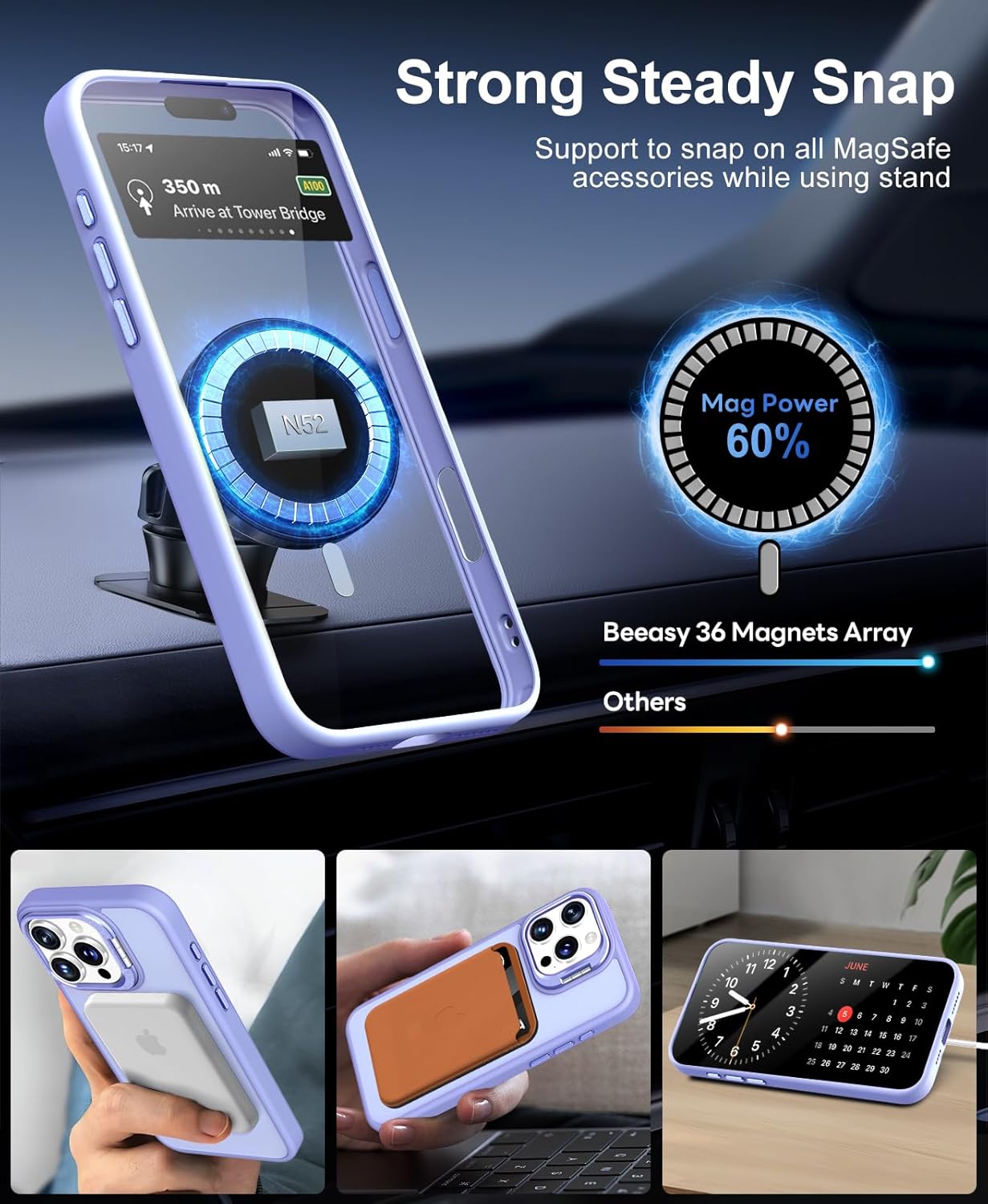 Thumbnail 2 de Beeasy 3-in-1 MagSafe Case for iPhone 16 Pro Max with 2 Screen Protectors and Adjustable Stand