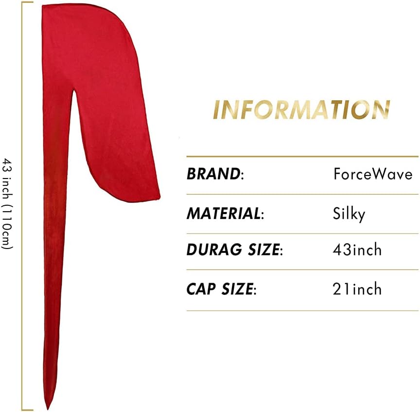 Detalle de ForceWave 4PCS Silky Durag Set with Wave Cap for 360 Waves