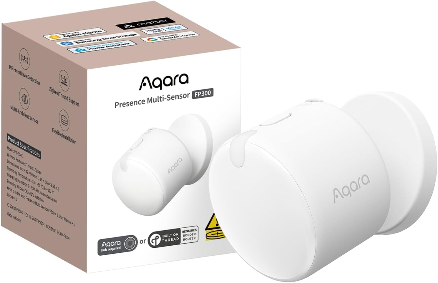 Detalle de Aqara FP300 Presence Sensor — 5-in-1 Wireless Motion Sensor with mmWave, PIR, Light, Temperature & Humidity