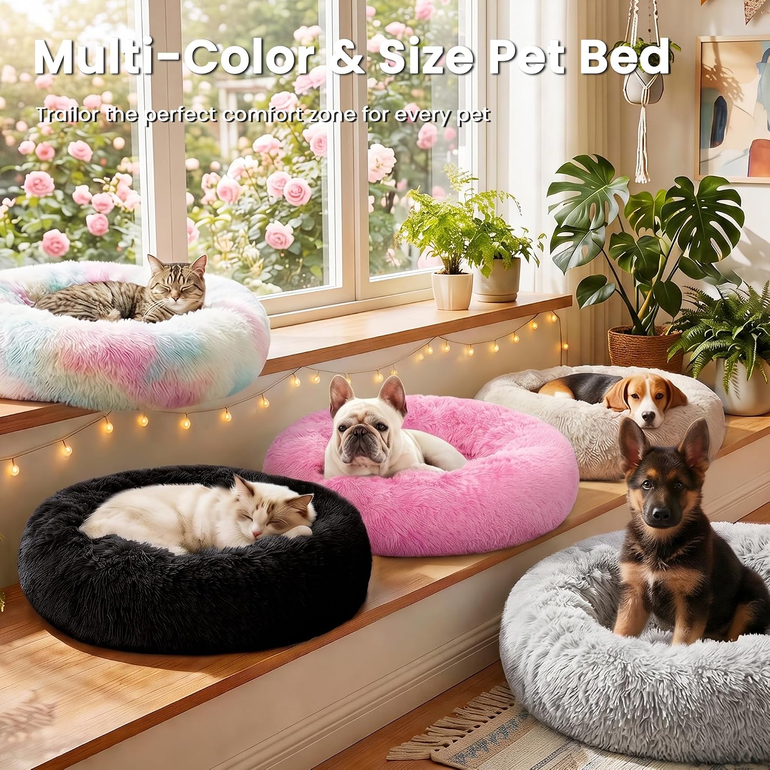 Thumbnail 6 de Love's cabin NARF5_06354 20-Inch Faux Fur Donut Cat and Dog Bed