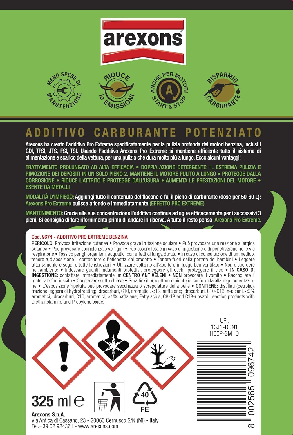 Thumbnail 3 de Arexons Additivo Pro Extreme Benzina 325 ml: pulizia, protezione e prestazioni migliori per motori a benzina
