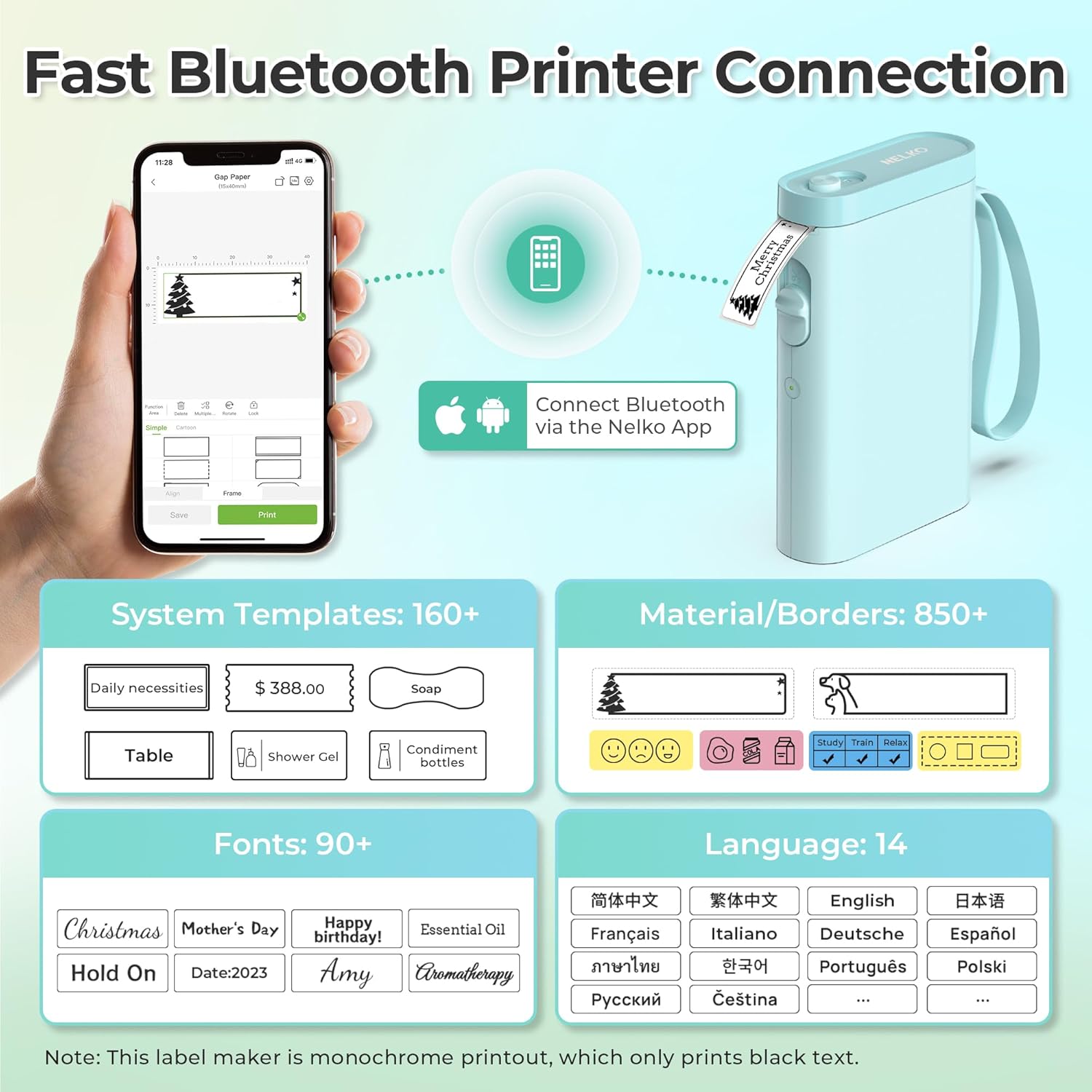 Thumbnail 1 de Nelko Label Maker P21 with Tape: Portable Bluetooth Label Printer for Quick, Wirelessly Printed Labels