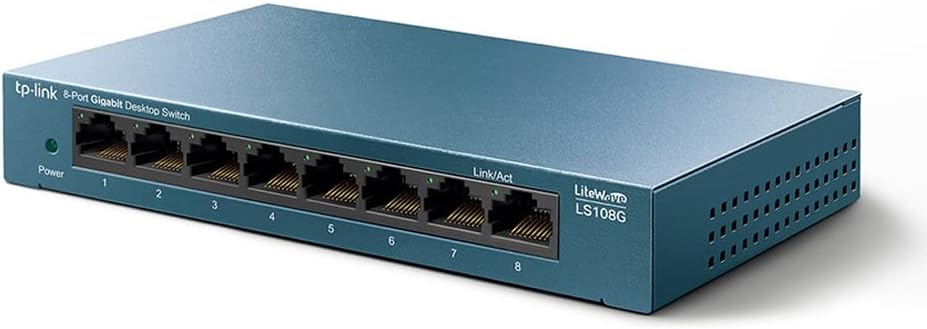 Detalle de TP-Link LS108G switch Ethernet Gigabit a 8 porte con QoS e struttura in metallo