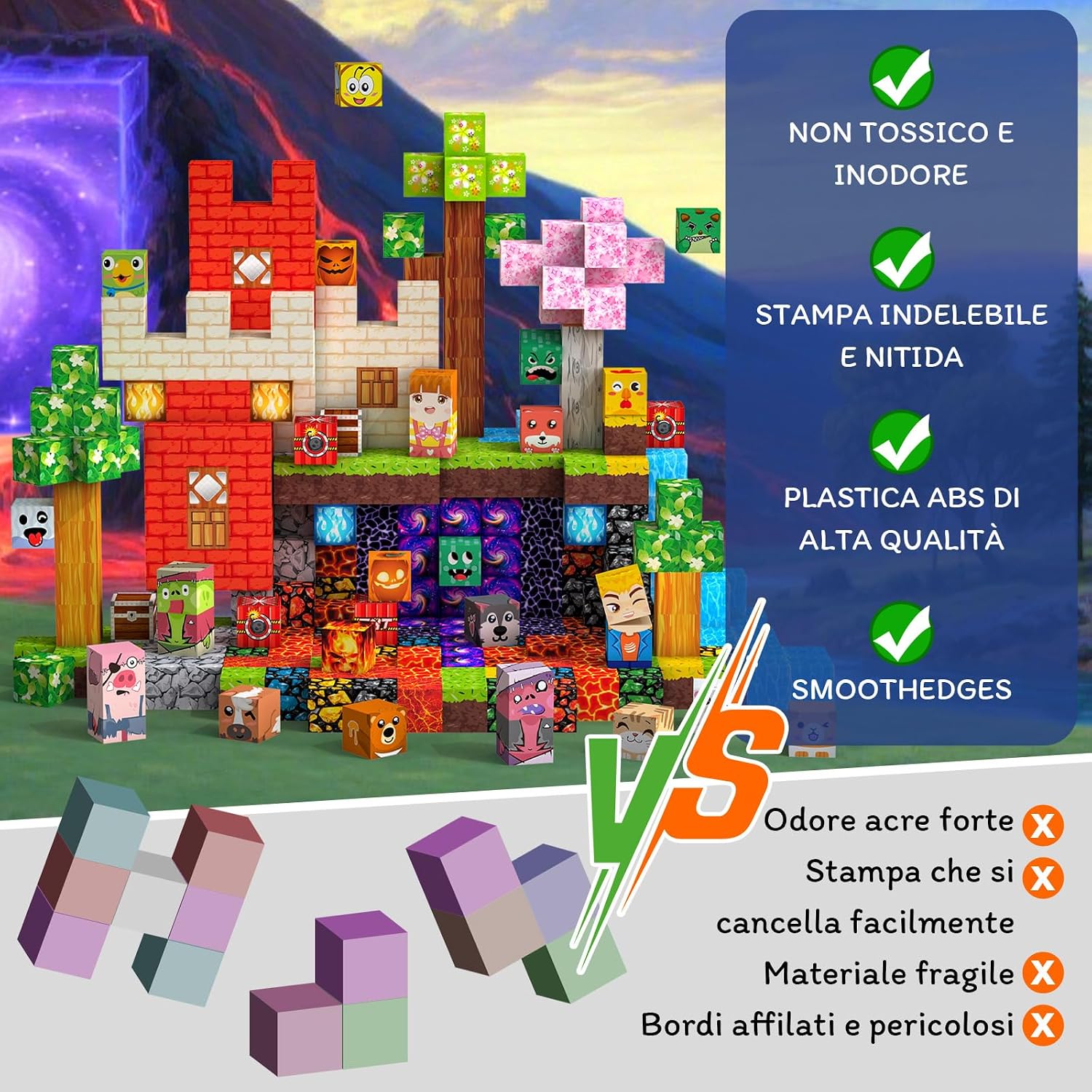 Detalle de Crifeton Costruzioni Magnetiche per Bambini 330Pezzi 2 cm – Giochi Cubi Magnetici Montessori per 3+