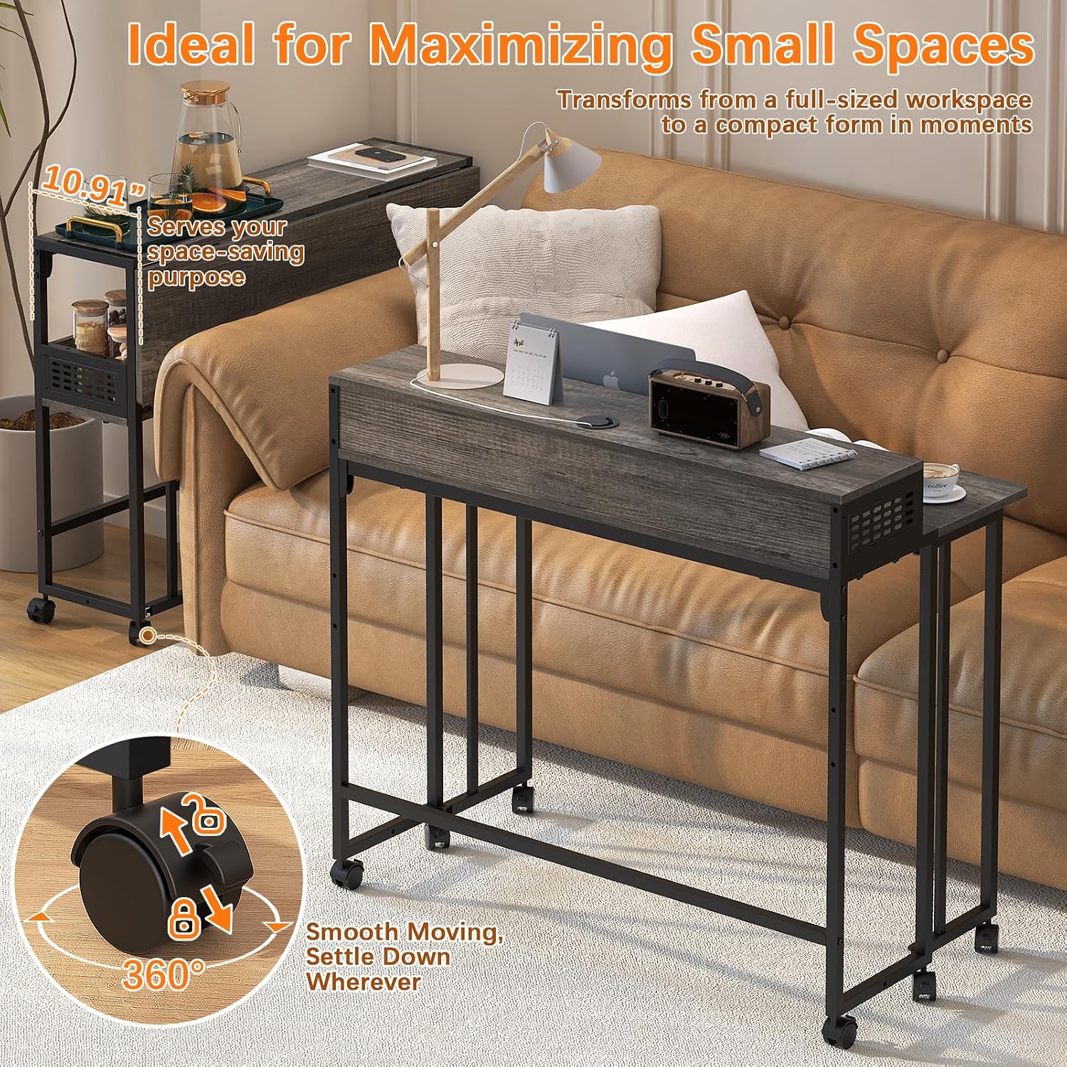 Thumbnail 6 de Gezen Folding Desk 31.5" rolling small desk