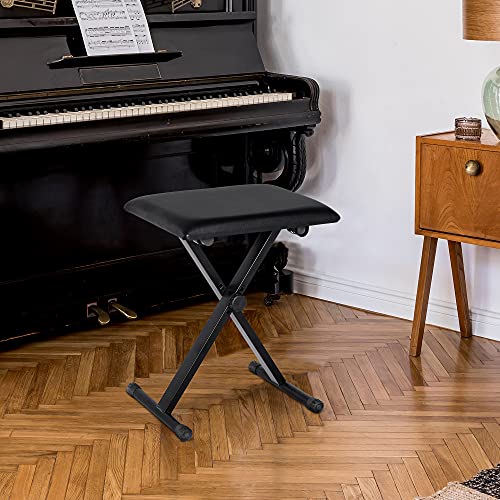 Detalle 2 de HOMCOM Panca per Pianoforte imbottita regolabile Nero 39x29x47 cm