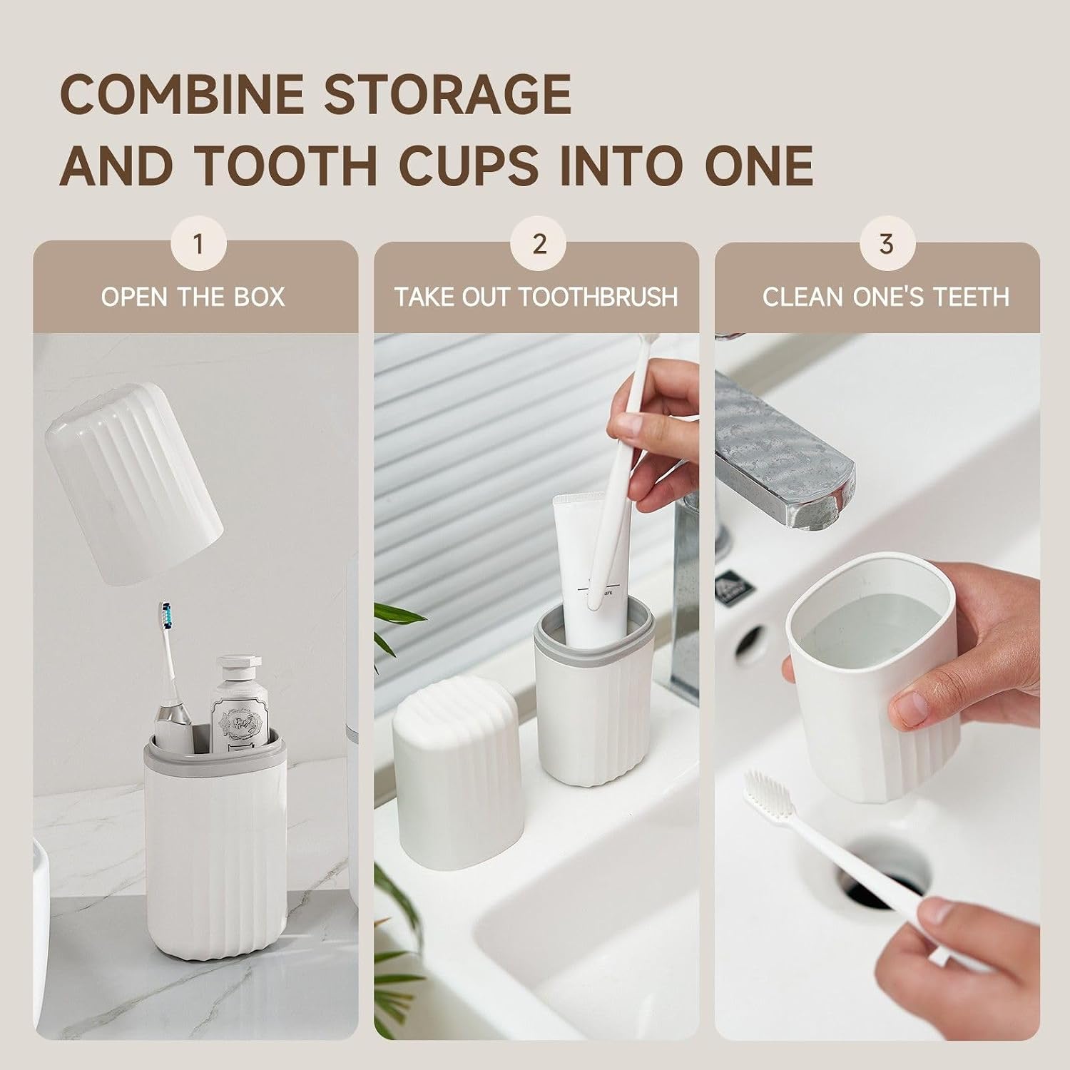 Detalle de Topavatop TH-Top 2-in-1 Toothbrush Travel Case and Rinse Cup, White
