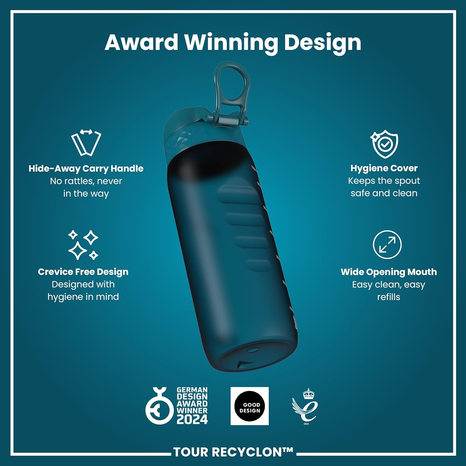 Thumbnail 5 de Ion8 750 ml Tour Recyclon Water Bottle: Leak-Proof, Easy Open, and Built for Active Lifestyles