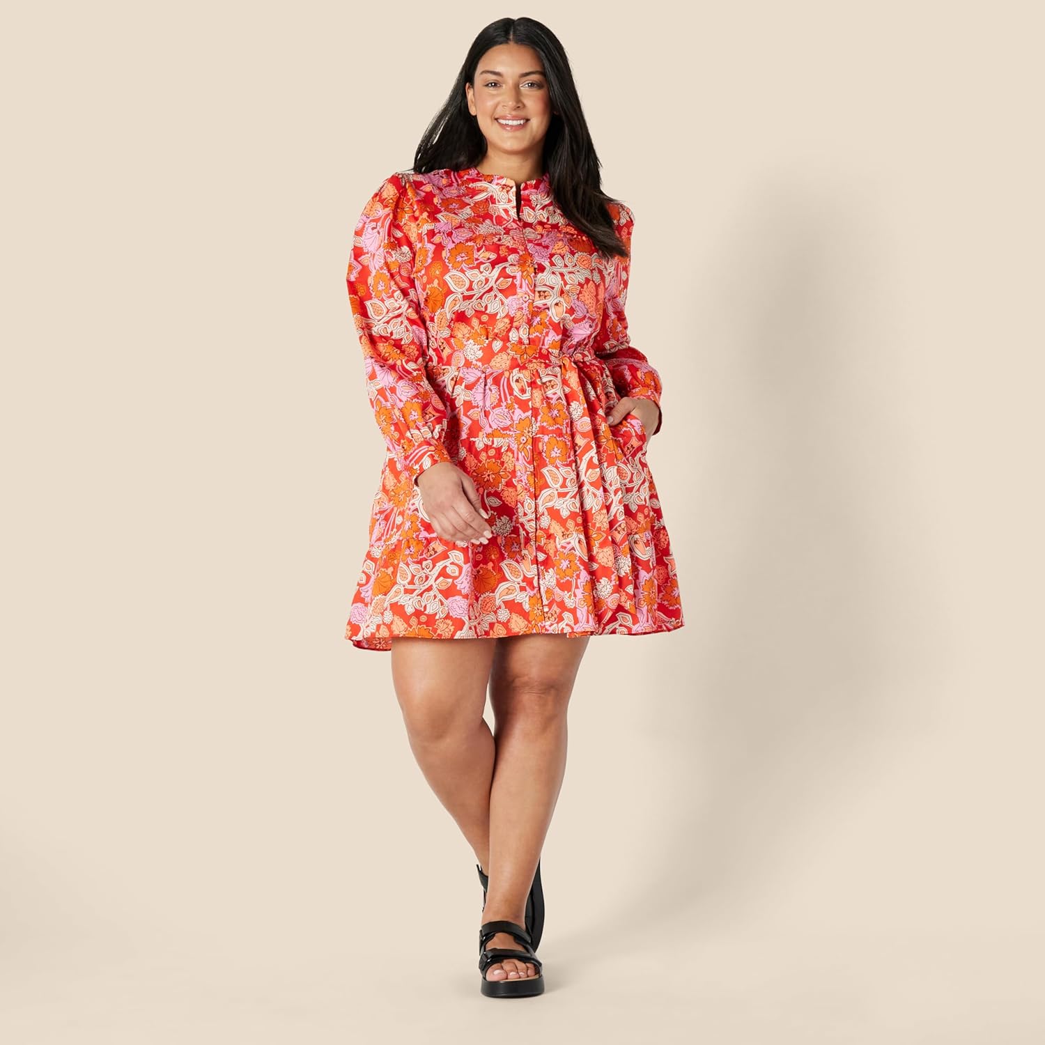 Thumbnail 5 de Amazon Essentials Damen gestuftes Regular-Fit-Hemdblusenkleid aus Baumwollsatin