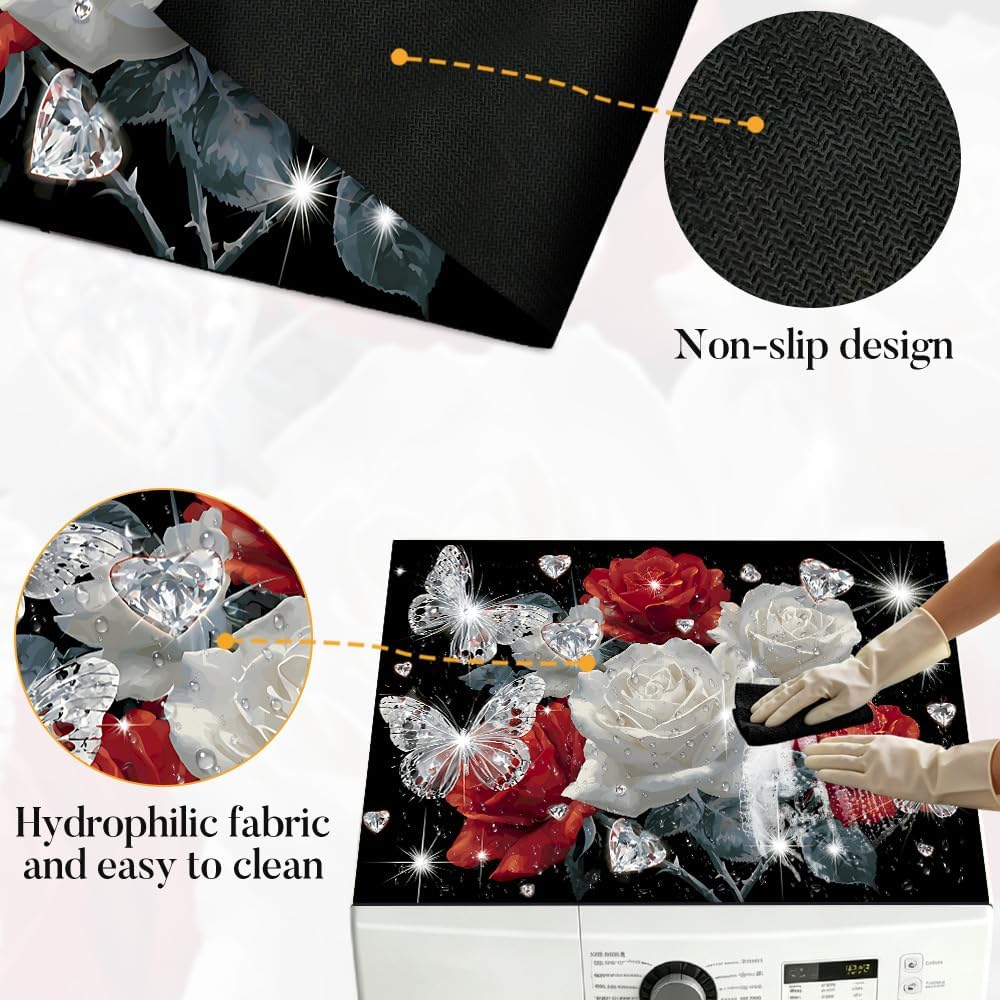 Thumbnail 2 de Needa One Rose Butterfly Washer and Dryer Top Cover Mat, 28.35 x 20.47 in