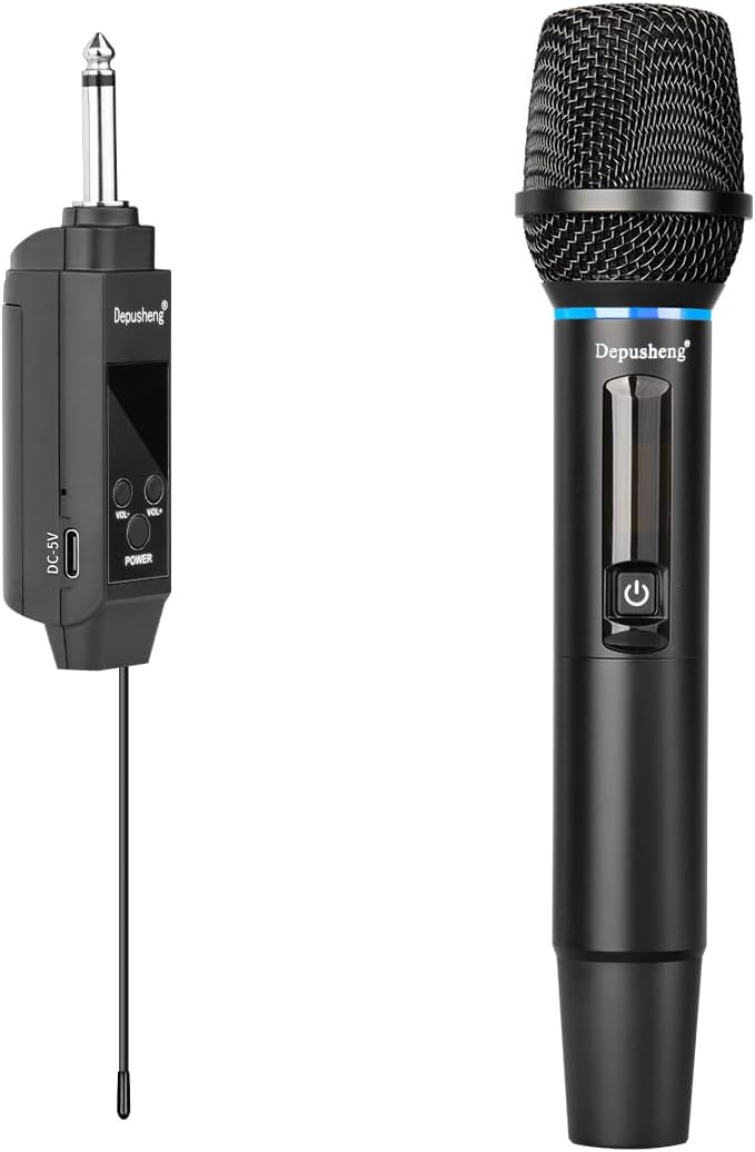 Detalle de Depusheng US-S2 Mic UHF Wireless Handheld Microphone with Metal Body and RGB Lighting