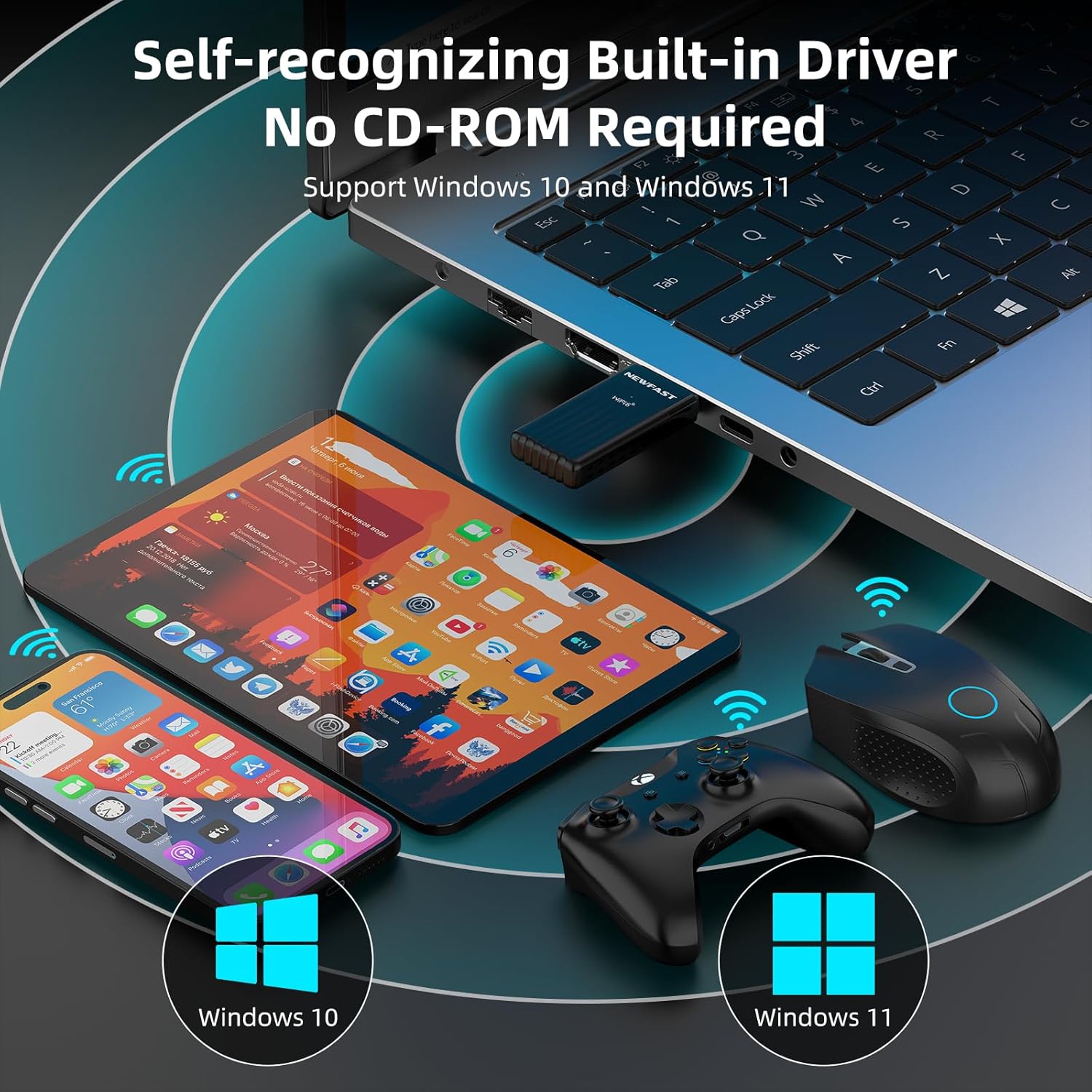 Thumbnail 4 de NEWFAST WiFi6 AX3000 Dual-Band USB 3.0 Dongle for Windows 10/11