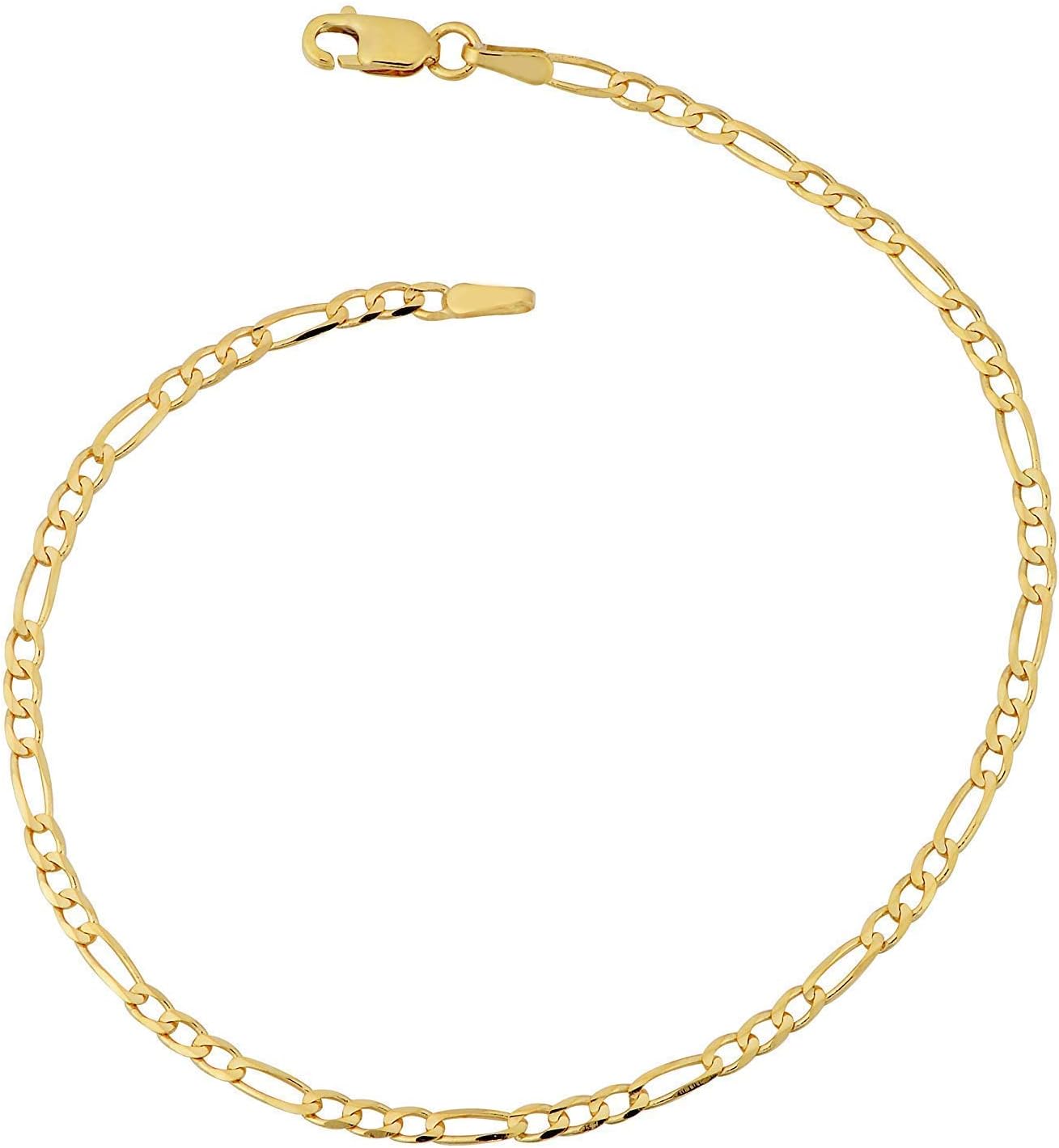 Detalle de Bracelet italien Figaro en or jaune 14 carats (585) – largeur 3 mm