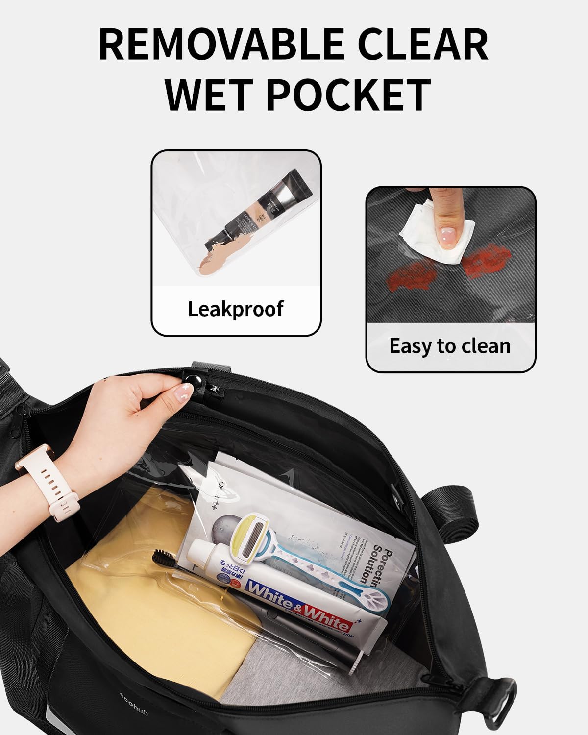 Thumbnail 2 de ECOHUB Ryanair Cabin Bag 40x30x20 (24L) with Removable Wet Pocket – Foldable underseat carry on, black