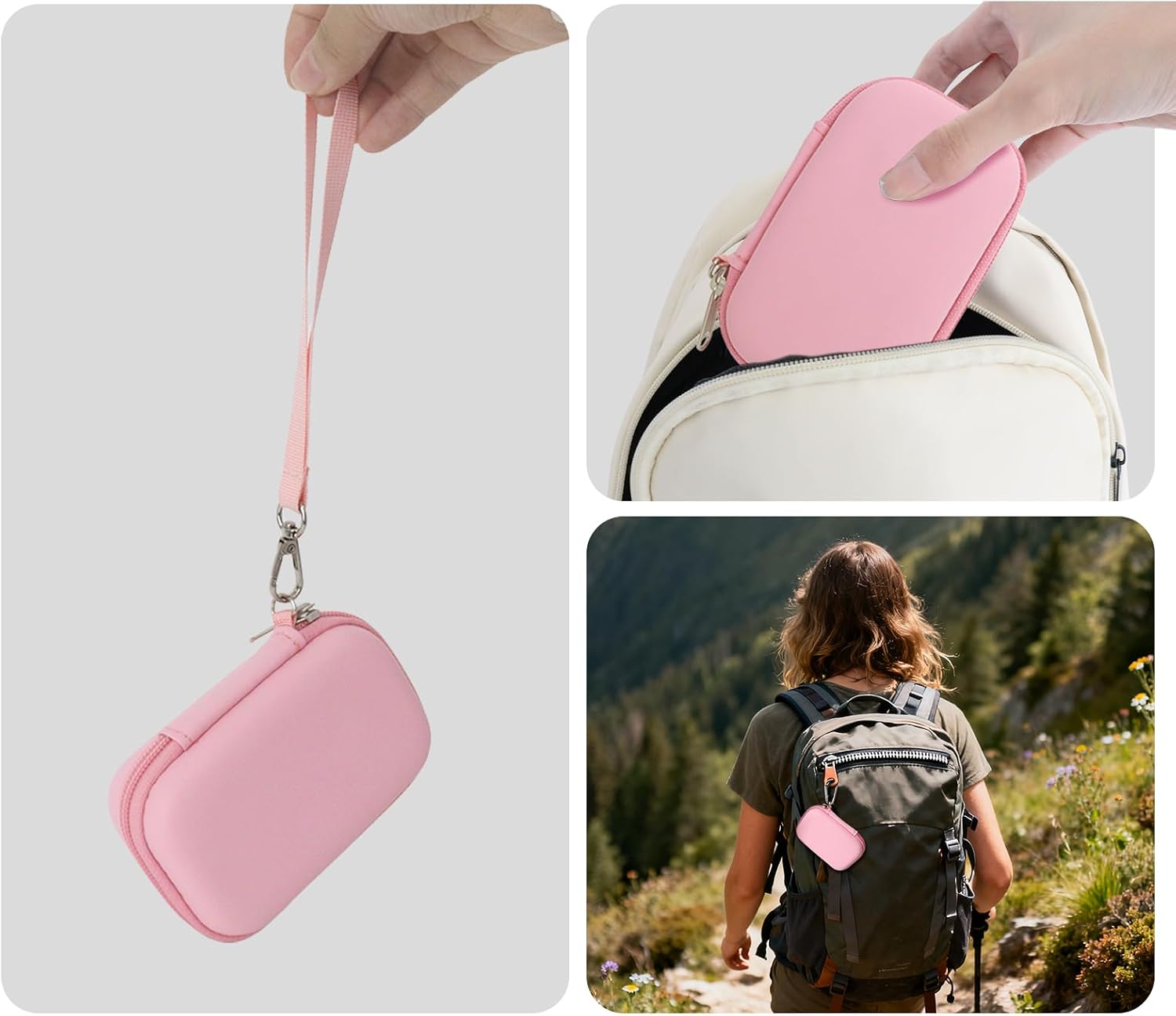 Thumbnail 6 de Rieibi Pink Hard-Shell Camera Case for Camkory, Kodak PIXPRO FZ55/FZ45 and Canon IXUS 285 HS – Small EVA Pouch with Wrist Strap