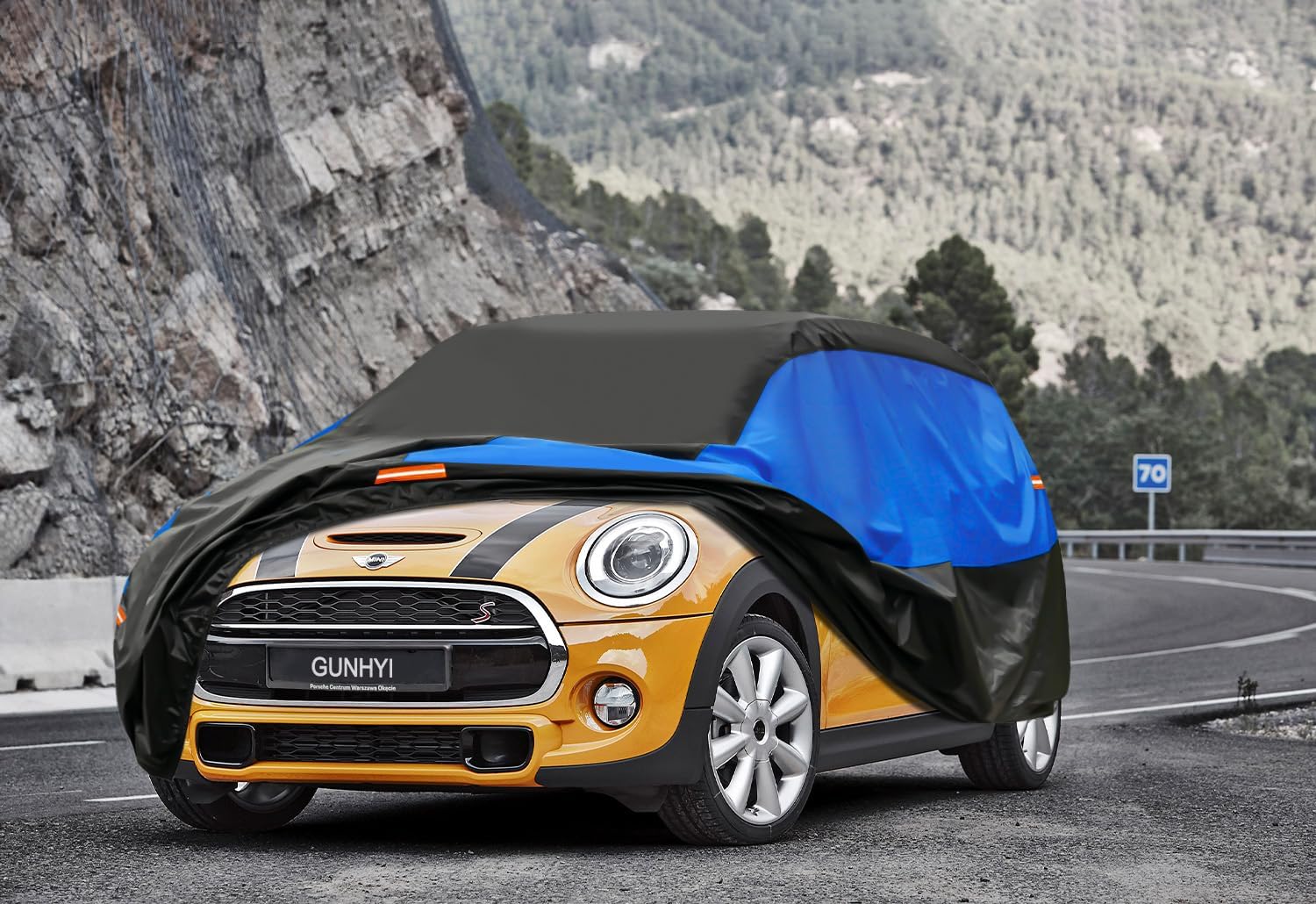 Detalle de GUNHYI Housse Voiture Imperméable Respirante pour Mini Cooper 2 portes (F56/F57/F66) – Bleu Noir