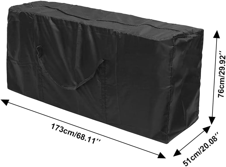 Thumbnail 1 de Auflagentasche für Gartenpolster – Oxford-Schutzhülle mit Tragegriff, Schwarz (173 x 76 x 51 cm)