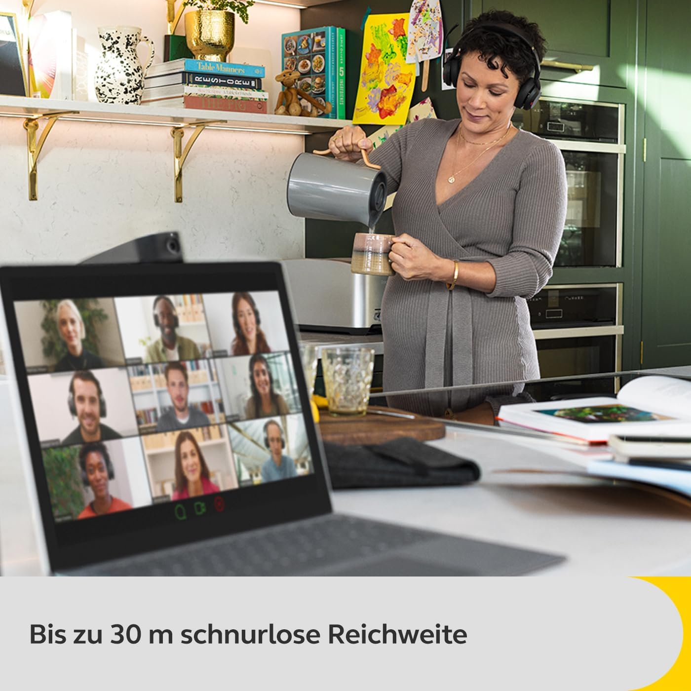 Detalle de Jabra Evolve2 55 – schnurloses Stereo-Headset mit Ladestation, ANC, UC-Kompatibilität