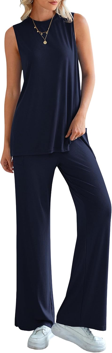 Thumbnail 1 de PRETTYGARDEN 2-Piece Women’s Lounge Set (Tank Top & High-Waisted Wide-Leg Pants)
