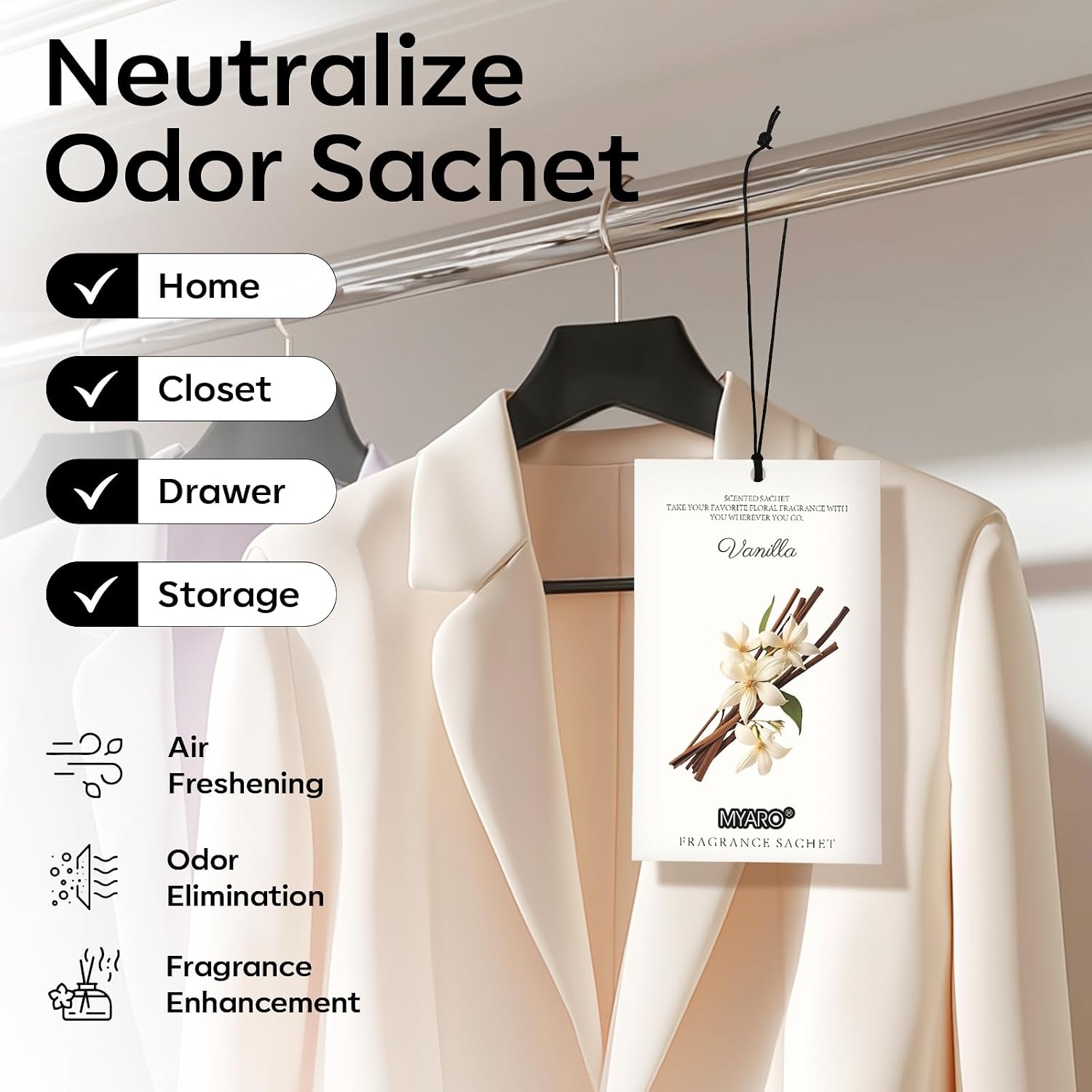 Detalle 2 de MYARO Vanilla Scented Drawer Sachets 12-pack ๐