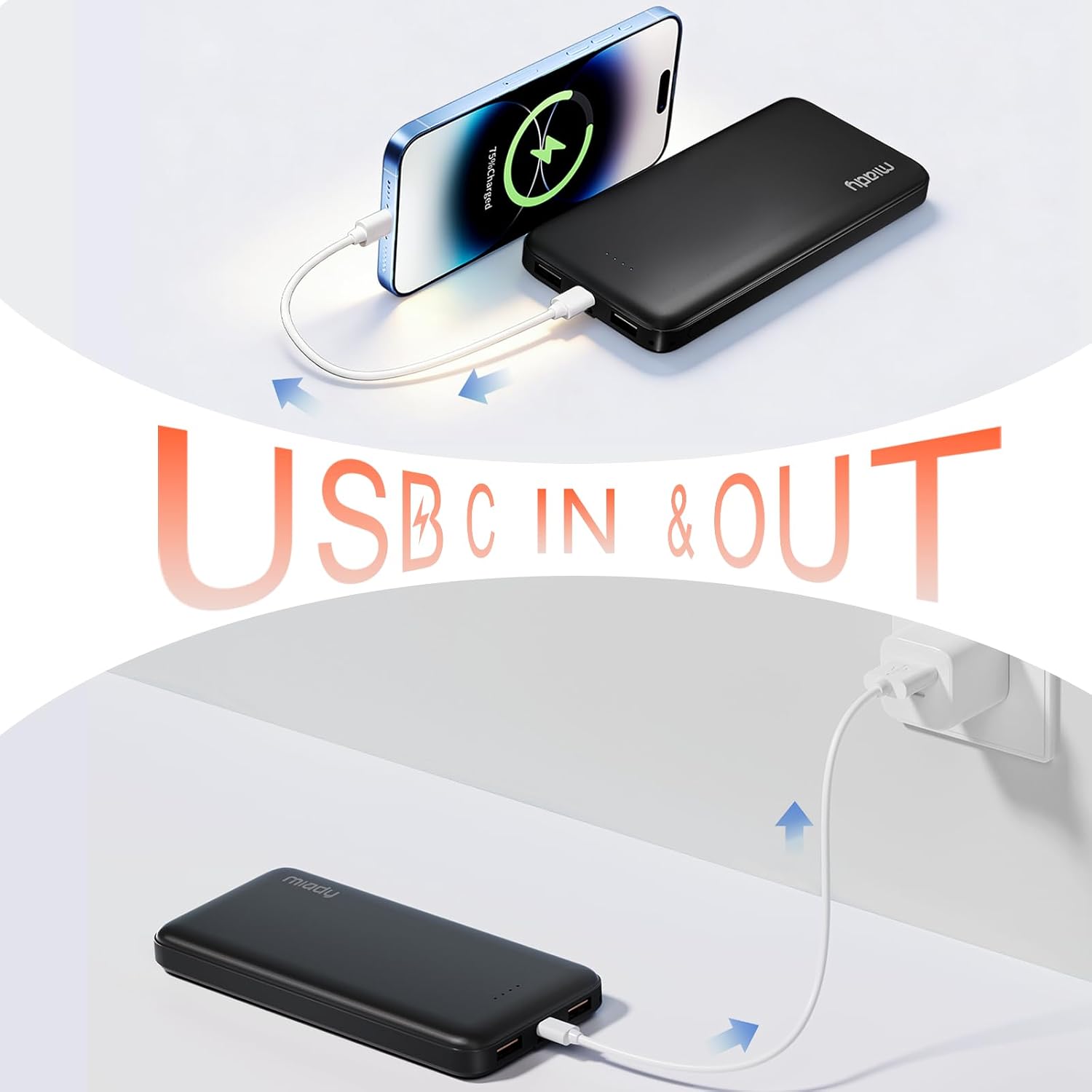 Thumbnail 1 de Miady HYD018 2-Pack 10,000mAh Power Banks, 22.5W USB-C Fast Charging