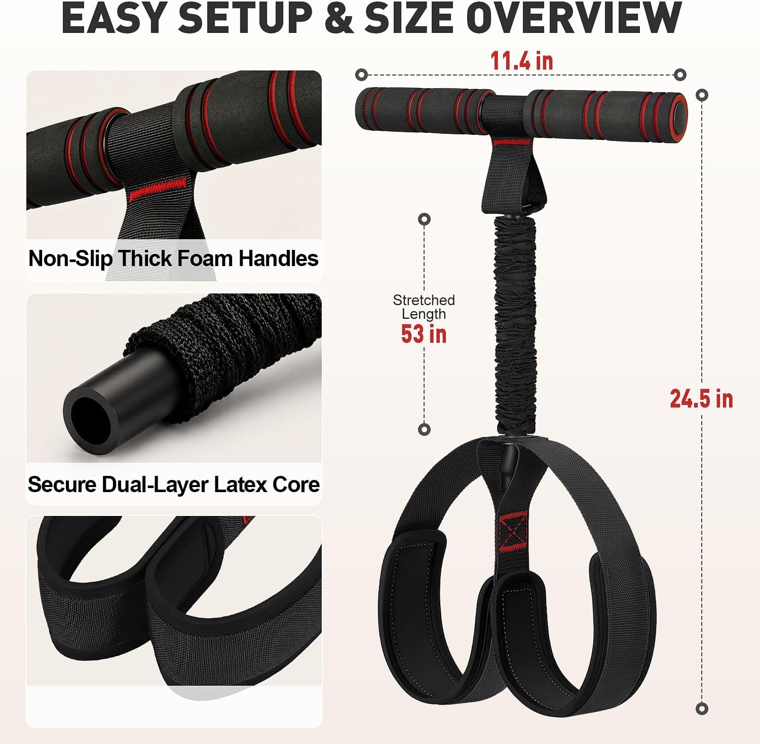 Detalle 2 de OQLXUW multifunction pedal resistance band with handles, 55 lb, 3 levels