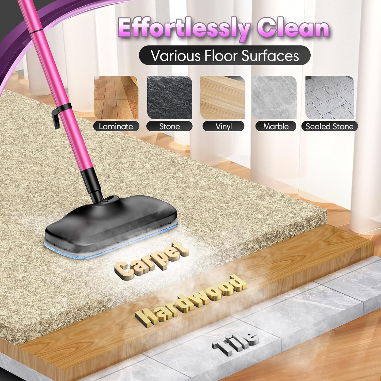Detalle de HomeNova Steam Mop 18-in-1, 1000W