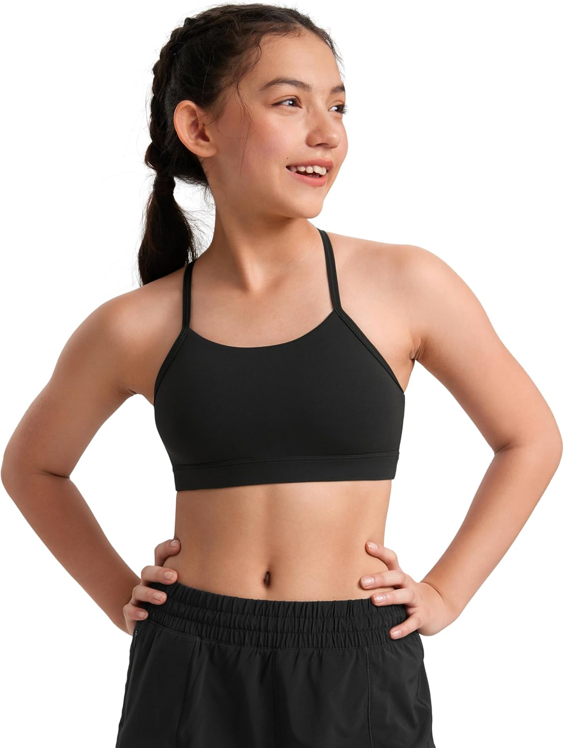 Detalle de CRZ YOGA Butterluxe : soutien-gorge sport enfant/ados à bretelles en Y, sans ou avec coques amovibles