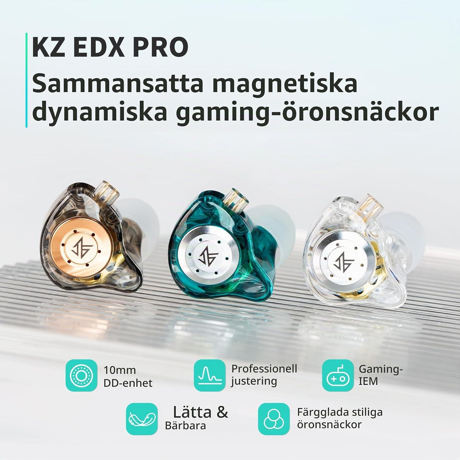 Detalle de keephifi KZ EDX PRO IEM-hörlurar med dubbla dynamiska element och 3,5 mm