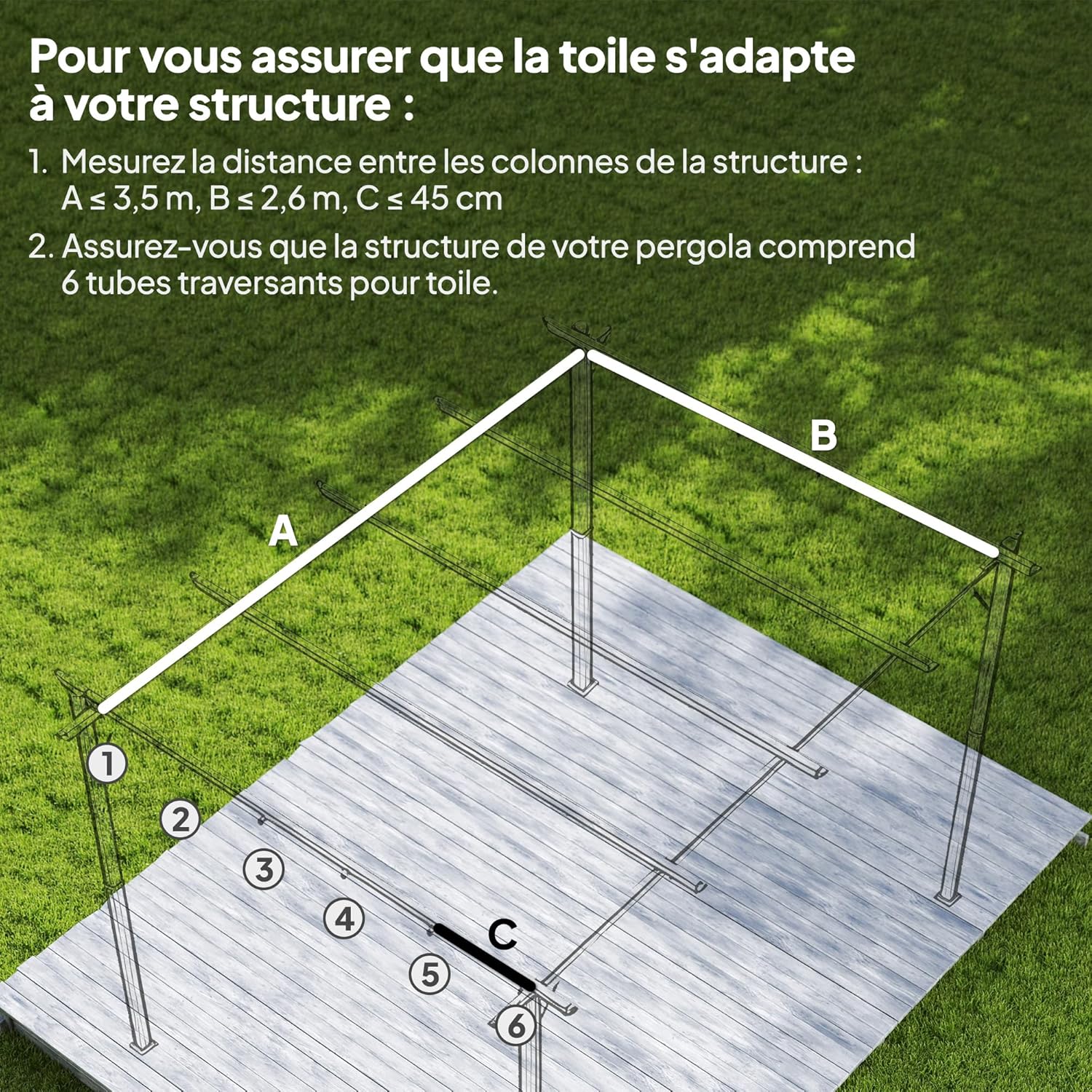 Detalle 2 de Toile de toit Outsunny 350 x 260 cm