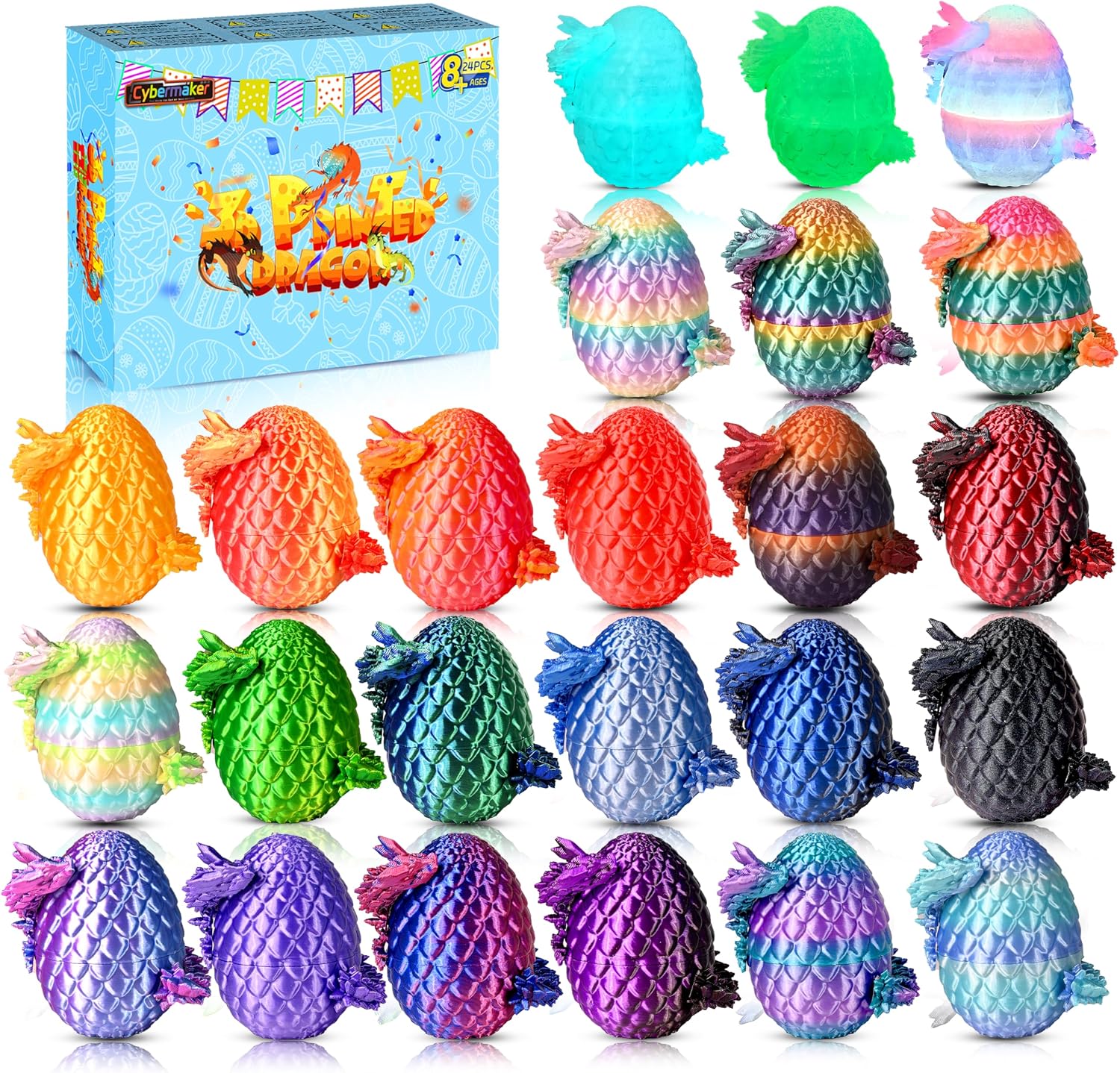 Detalle de Cybermaker JQ00039 3D-Printed Dragon Eggs, 24 Dragons and Glow-in-the-Dark Pairs