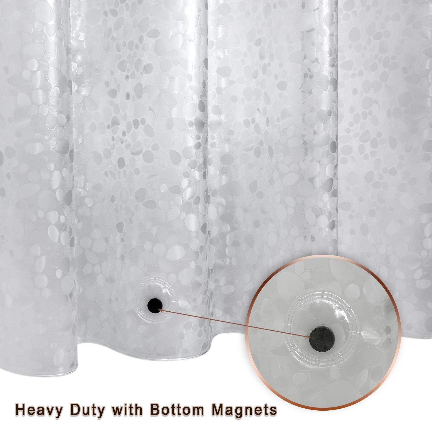 Thumbnail 2 de Bostofy Waterproof Shower Curtain Liner (8G EVA), Thick Liner with 3 Bottom Magnets, 72 x 72 and 12 Hooks