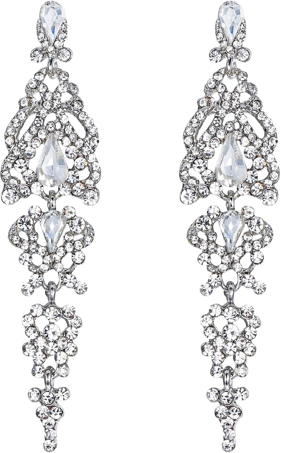Detalle de Clearine Orecchini Elegante Cristallo – Double Lacrima Ciondolo per sposa