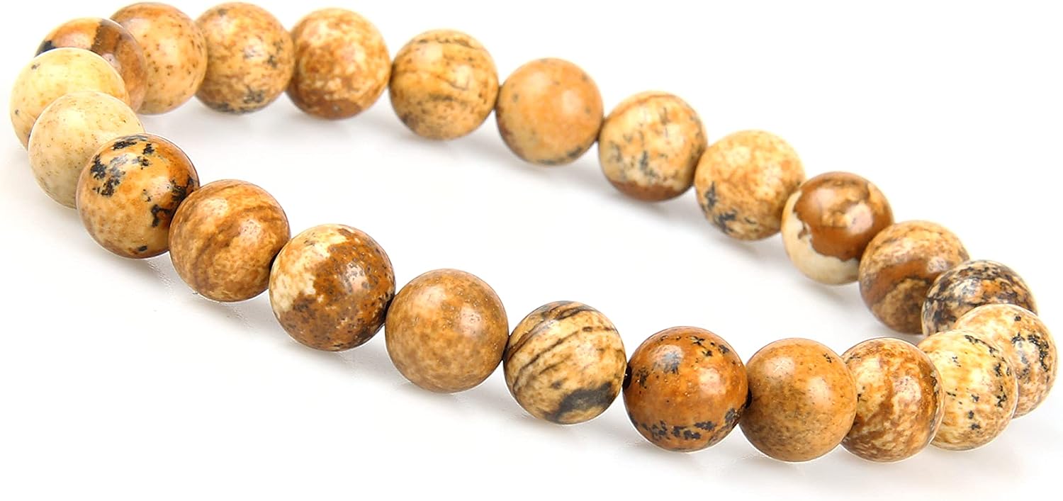Detalle de Bracelet de perles de chakra en jaspe 8 mm ⚙