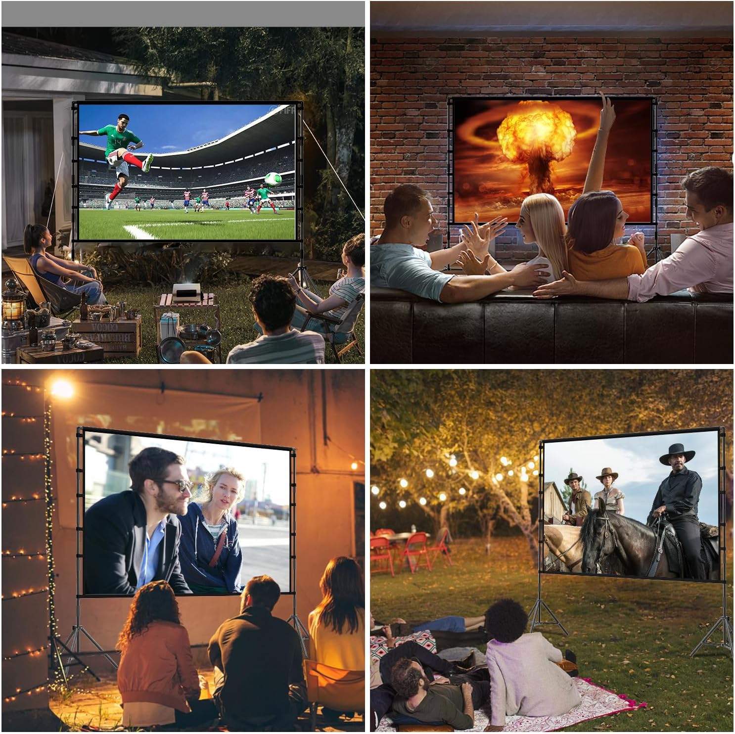 Detalle 2 de TOWOND 120-Inch Outdoor Projector Screen with Stand — Large 16:9, 4K HD Ready, Wrinkle-Free, Portable with Carry Bag