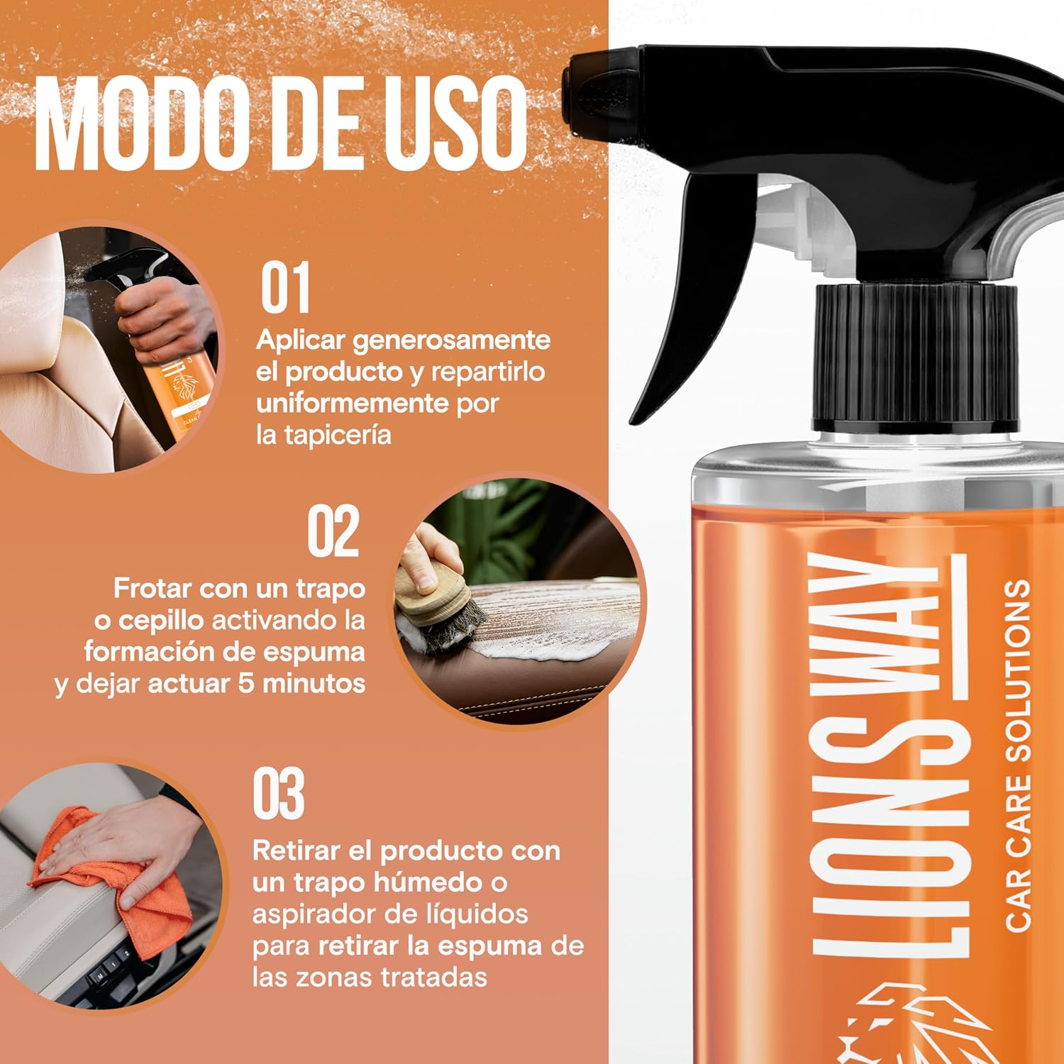 Detalle 2 de LionsWay Limpiador Salpicaderos 500 ml