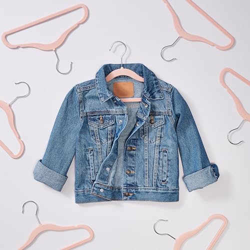 Detalle de Amazon Basics Cintres Antidérapants en Velours pour Enfants et Bébés — Lot de 50, Rose Poudré, 29,5 cm