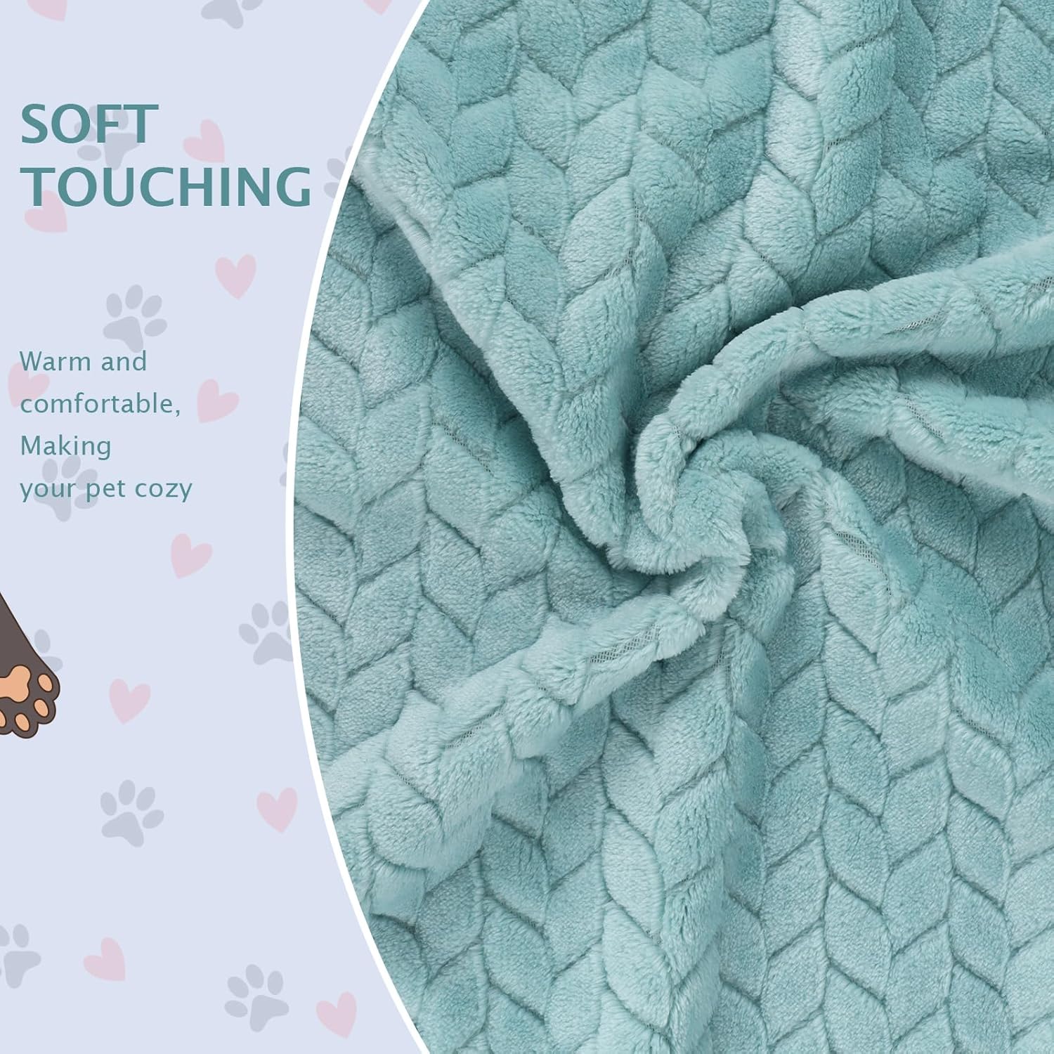 Detalle 2 de BVAGSS 6 Stück Kleine Flauschige Hundedecke – Weich mit Fleece Flanell, 76 x 52 cm, Grün Weizenohren