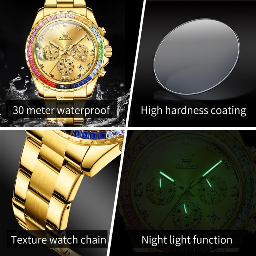 Thumbnail 4 de OLEVS Luxus Diamant Herren Uhr