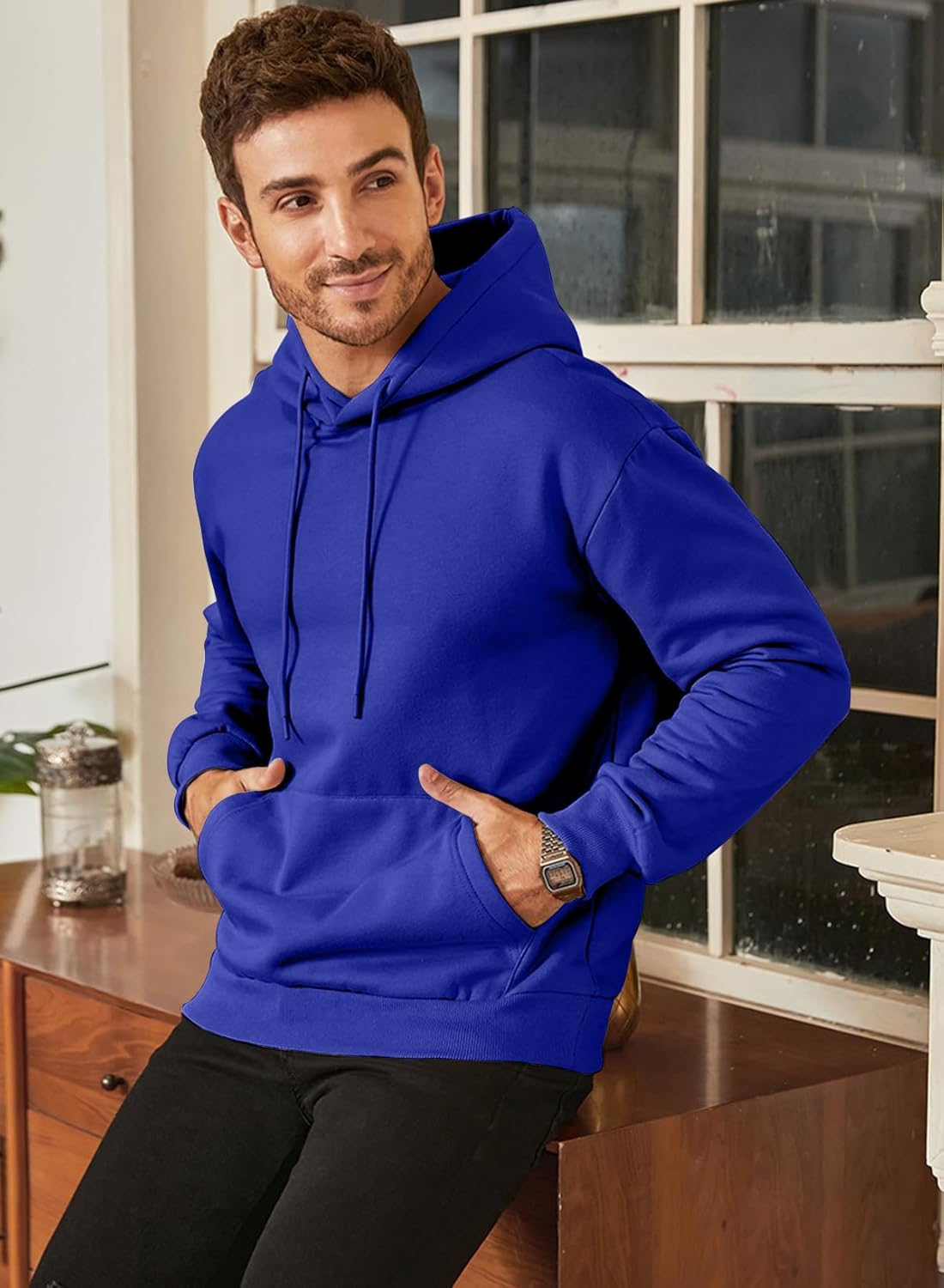 Thumbnail 2 de JMIERR Herren Hoodie Freizeit-Pullover mit Kapuze und Kordelzug – Winter Warm, Baumwolle