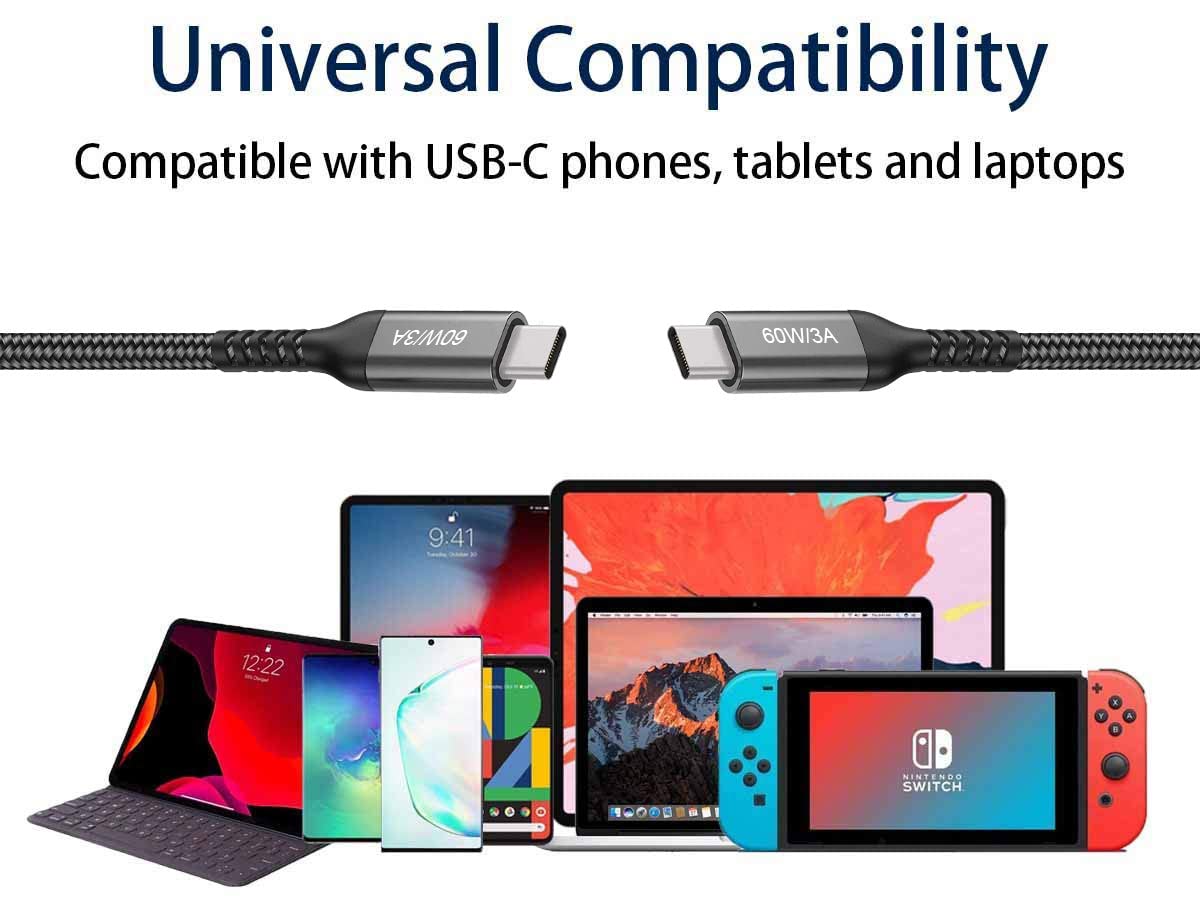 Thumbnail 6 de USB-C to USB-C Cable (15FT 2PACK, 60W) Long Cable with Nylon Braided Build