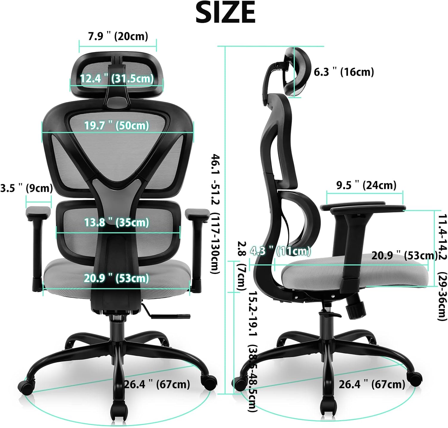 Detalle 2 de KERDOM KD9070 Silla ergonómica 360°