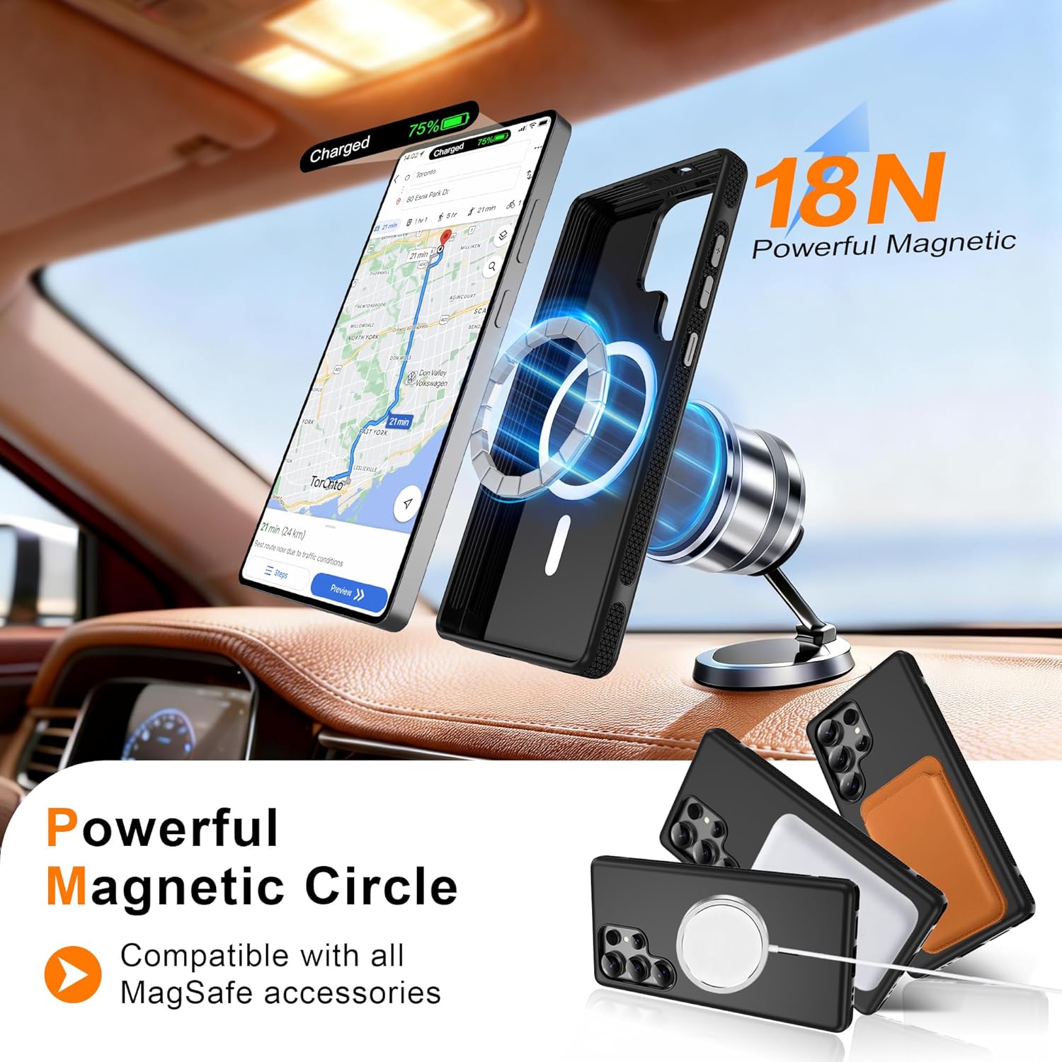 Detalle de Pilaru Magnetic Case for Samsung S25 Ultra with 2x Screen Protectors