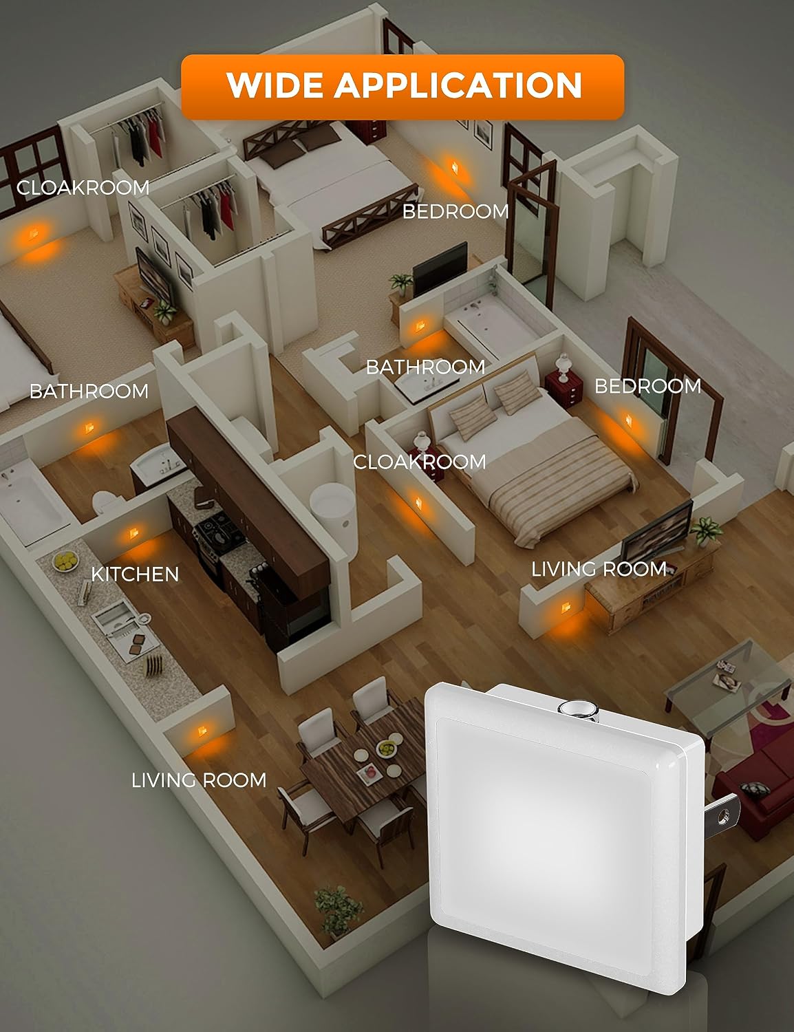 Thumbnail 5 de L LOHAS LED GY-005-07-6 Plug-In Amber Night Lights, Dusk-to-Dawn Sensor, 6-Pack