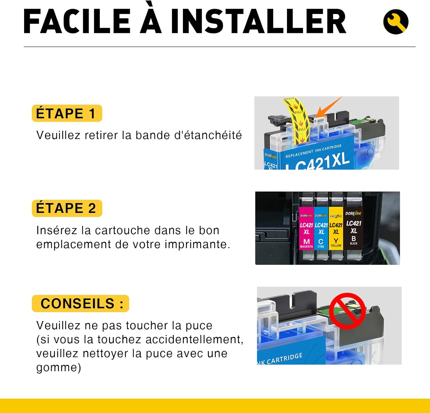 Thumbnail 5 de DOREINK LC421XL lot de 12 cartouches 550 pages 🖨️