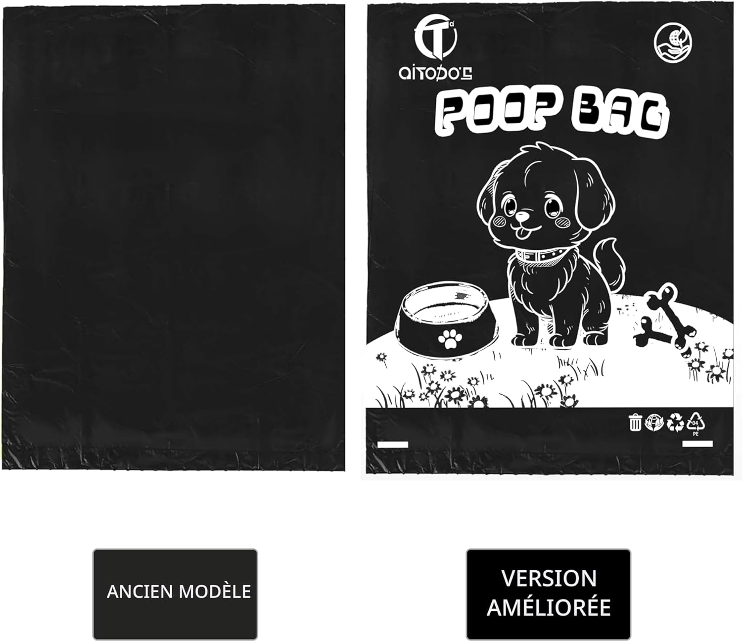 Thumbnail 4 de AiTodos 600 pièces sacs à crottes pour chien 31 x 23 cm