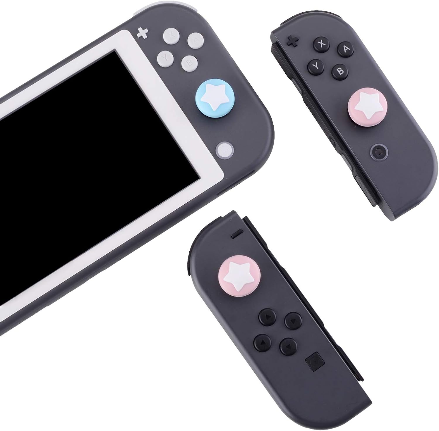 Detalle de eXtremeRate PlayVital Star Design Cute Switch Thumb Grip Caps – Cherry Blossoms Pink & Heaven Blue