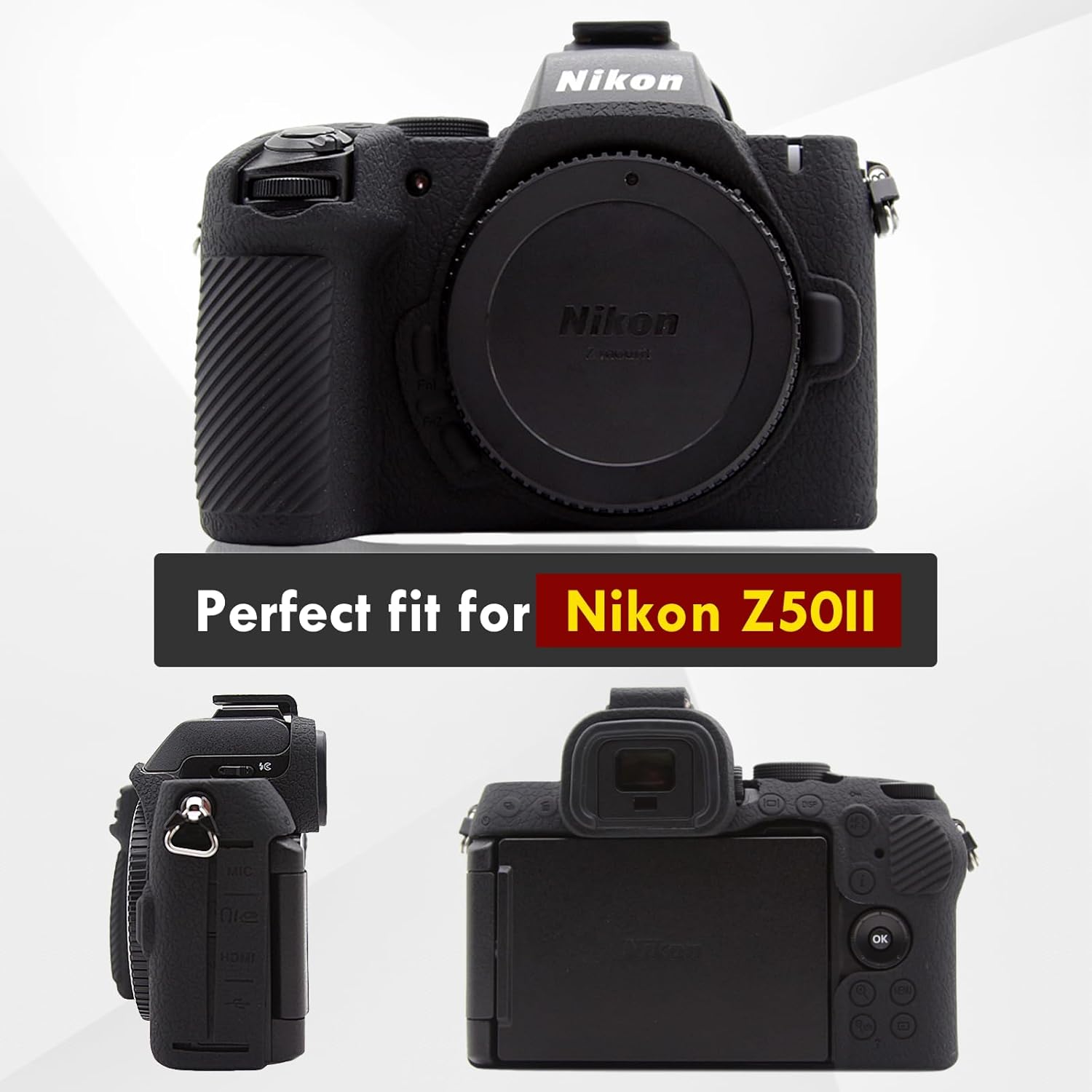 Thumbnail 1 de Rieibi Z50II Frosted Silicone Protective Case for Nikon Z50II Mirrorless (Cover Only) - Black