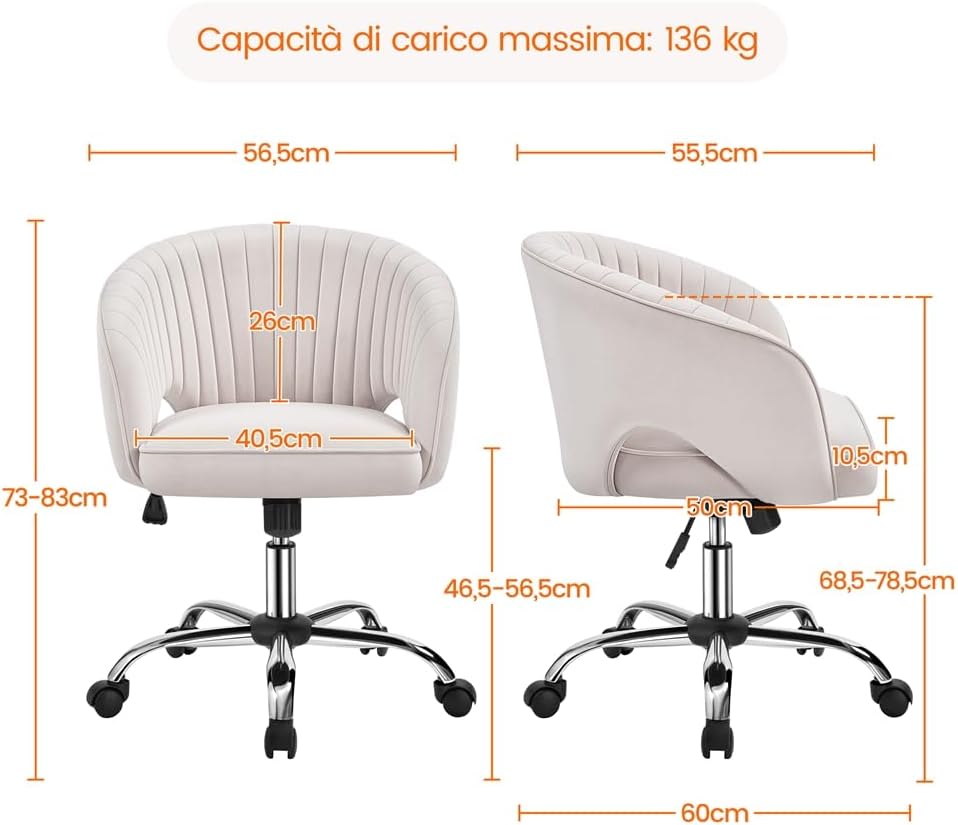Detalle 2 de Yaheetech poltroncina ergonomica 360 gradi crema